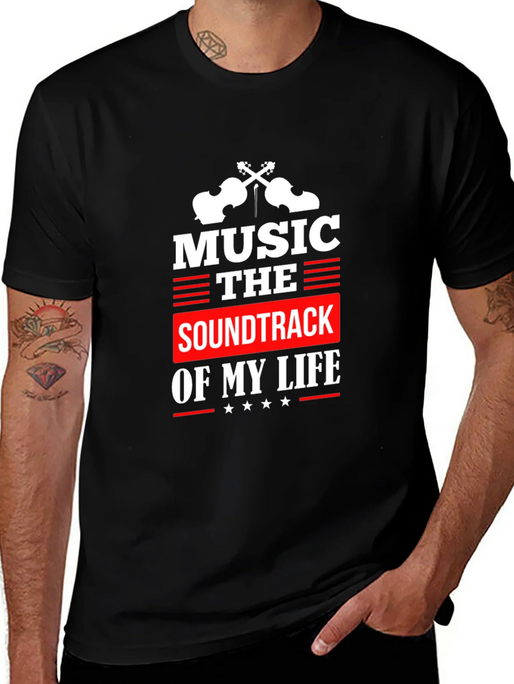 Music is the Soundtrack of My Life Black T-Shirt product image 1
