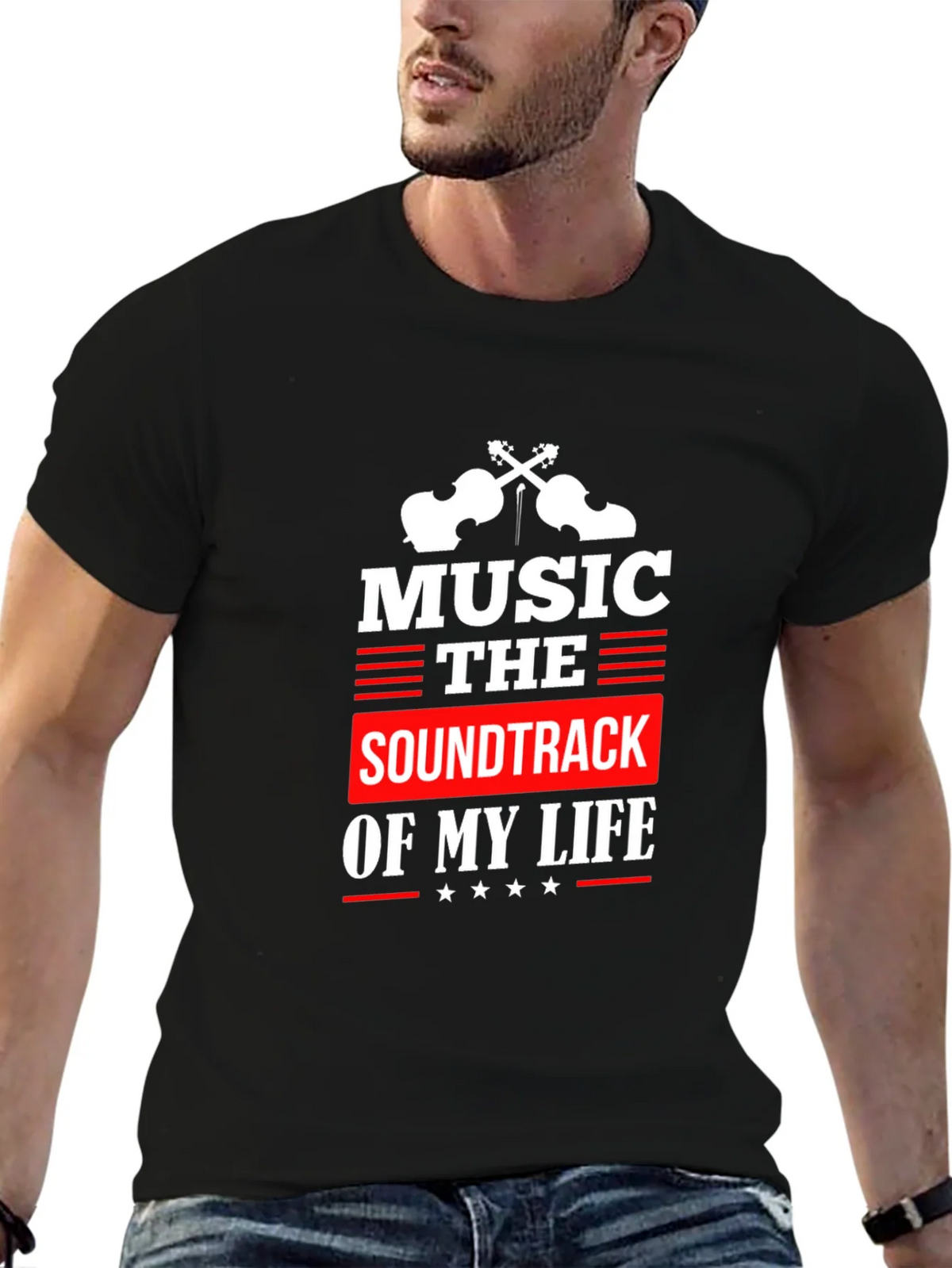 Music is the Soundtrack of My Life Black T-Shirt product image 6