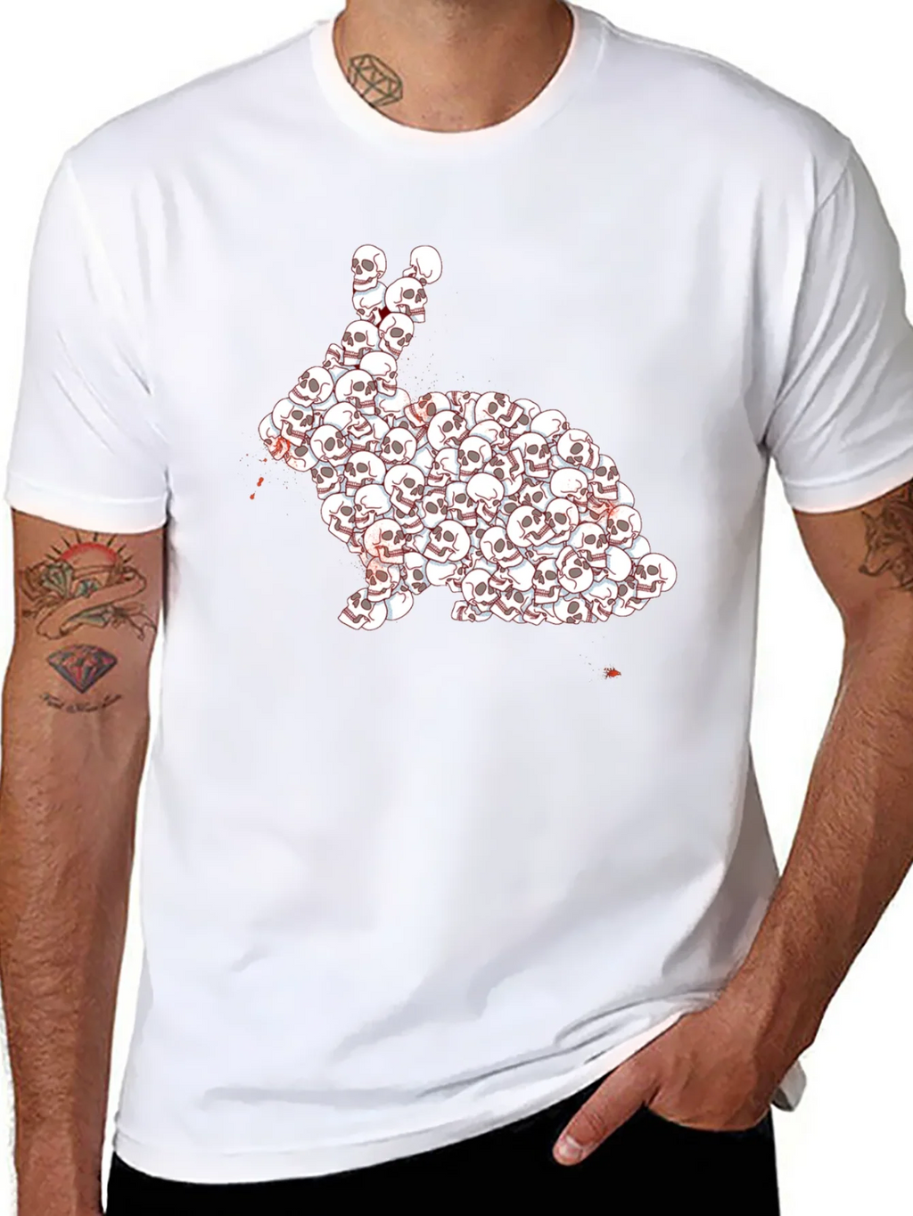 Skull Rabbit Graphic T-Shirt - Dark Humor Tee product image 7