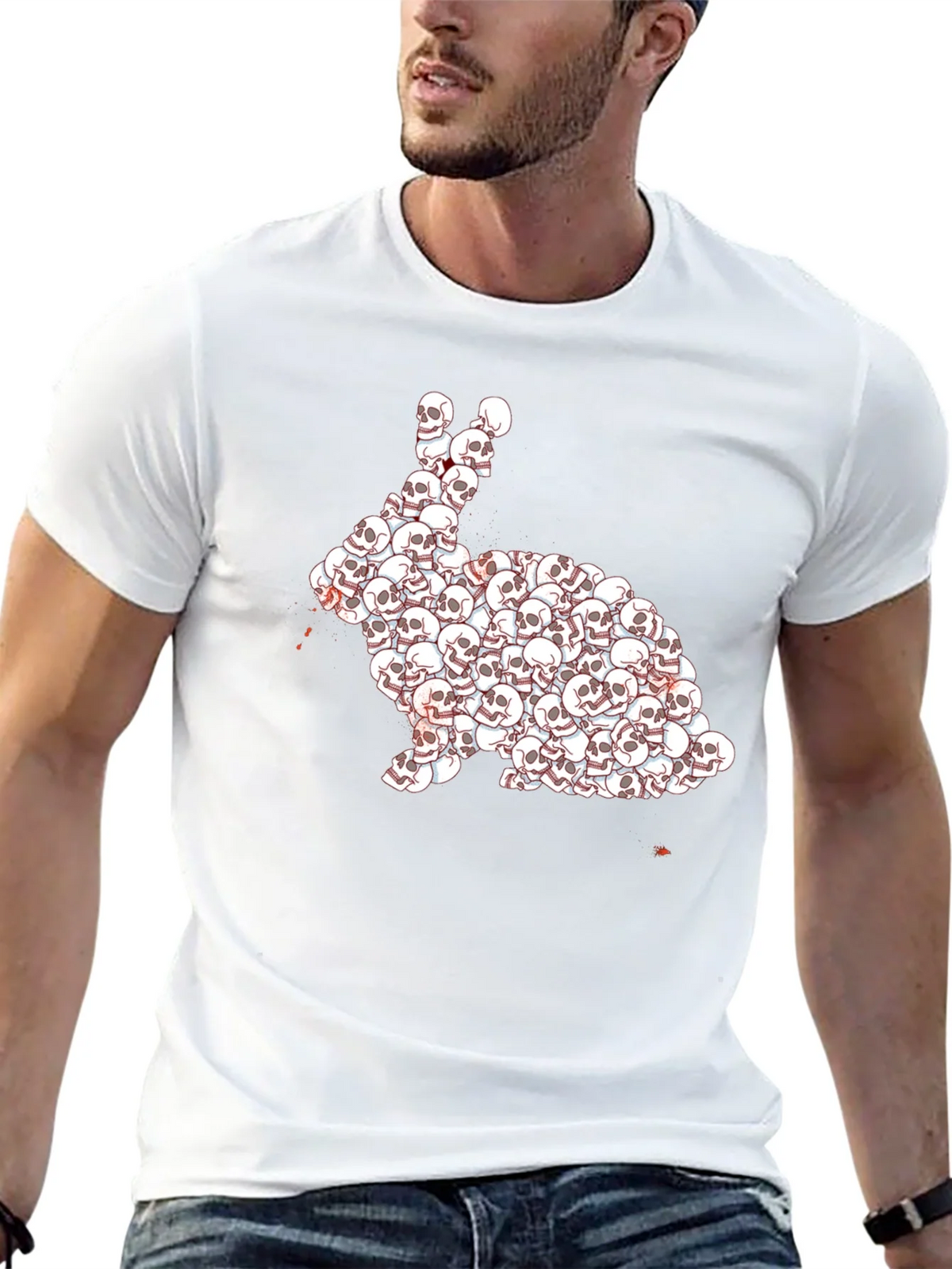 Skull Rabbit Graphic T-Shirt - Dark Humor Tee product image 12