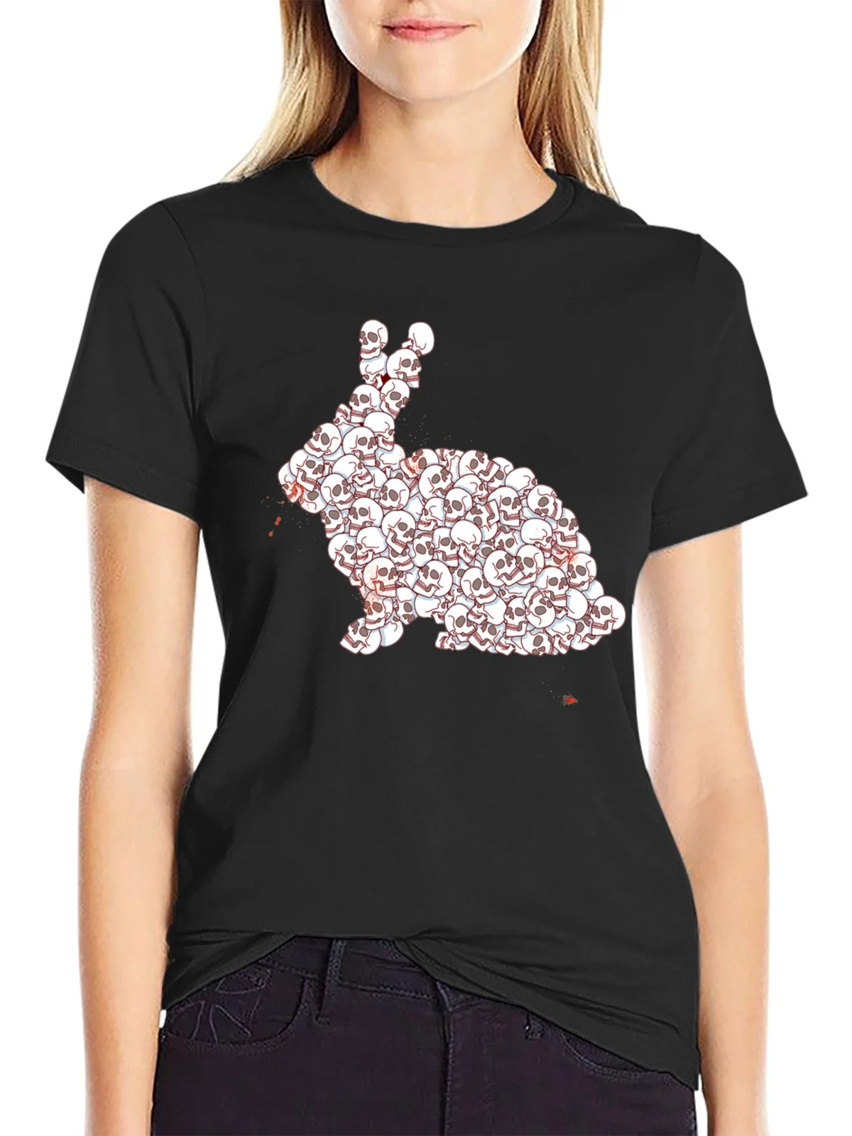 Skull Rabbit Graphic T-Shirt - Dark Humor Tee product image 2