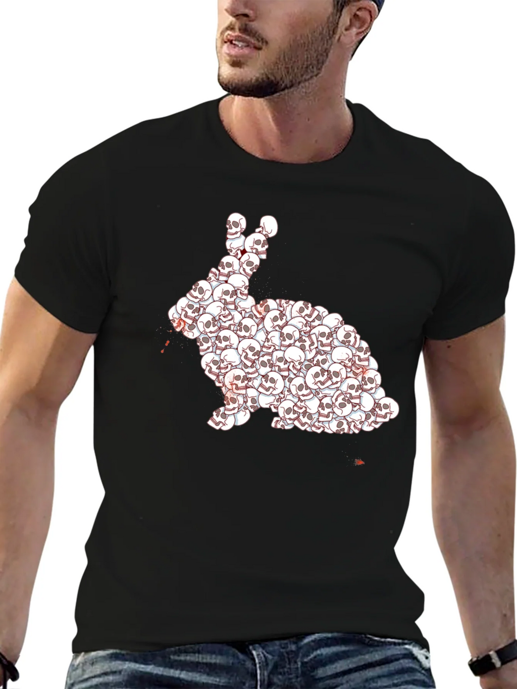Skull Rabbit Graphic T-Shirt - Dark Humor Tee product image 6
