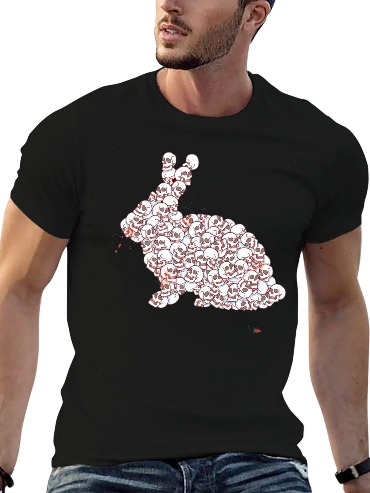 Skull Rabbit Graphic T-Shirt - Dark Humor Tee product image 6