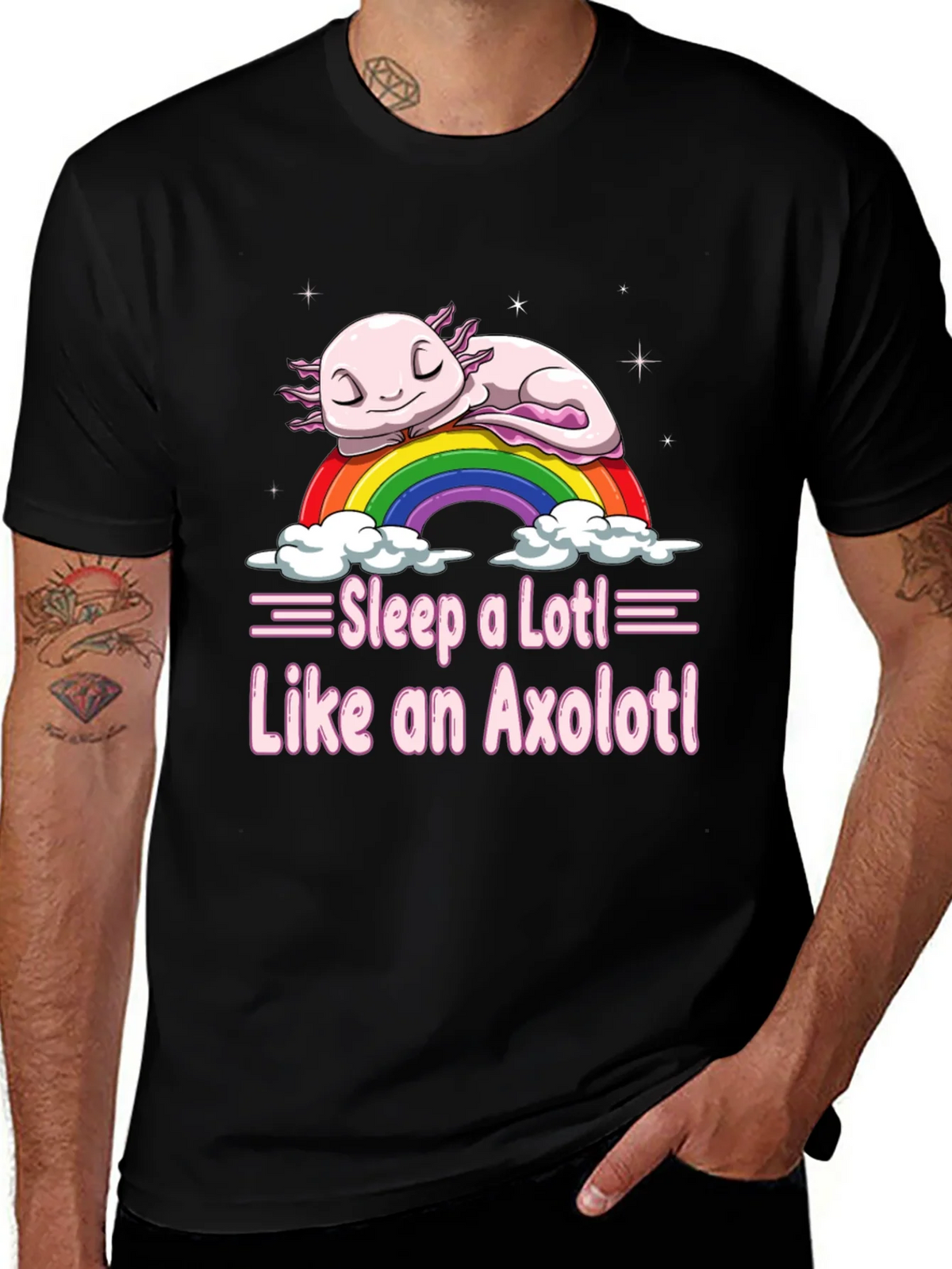 Sleepy Axolotl T-Shirt - Cute Rainbow Design product image 1