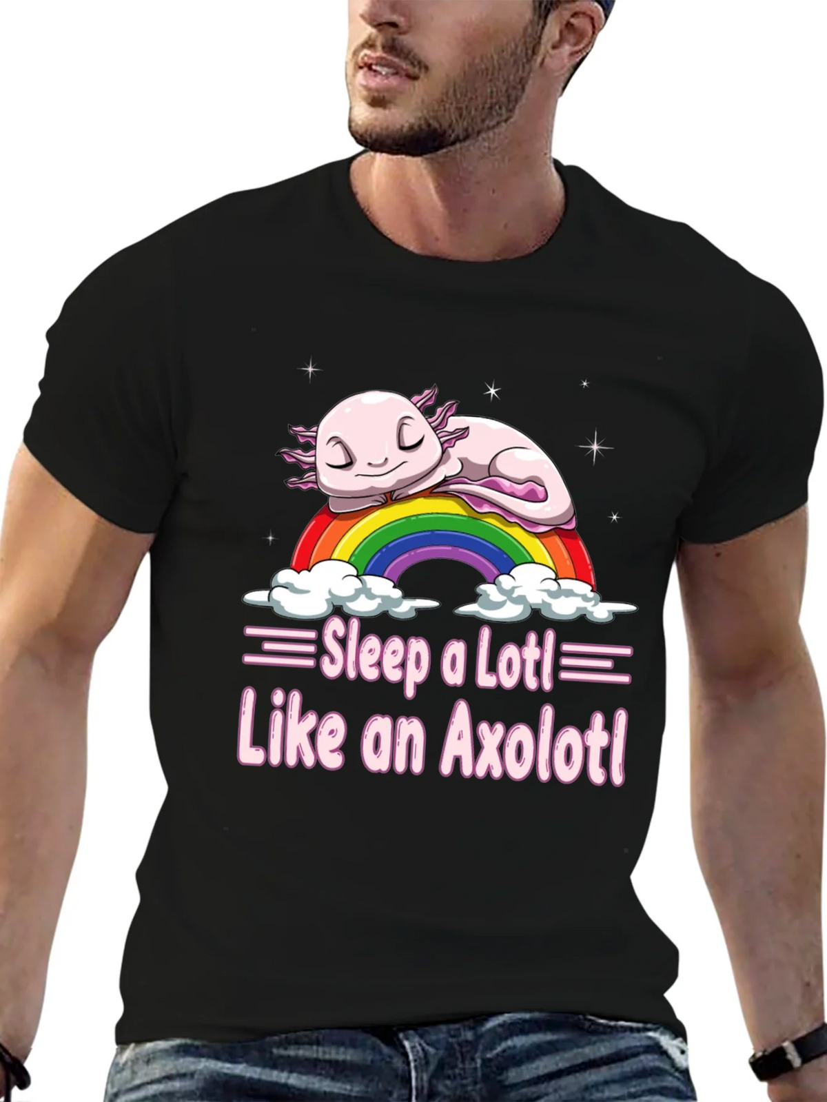 Sleepy Axolotl T-Shirt - Cute Rainbow Design product image 6
