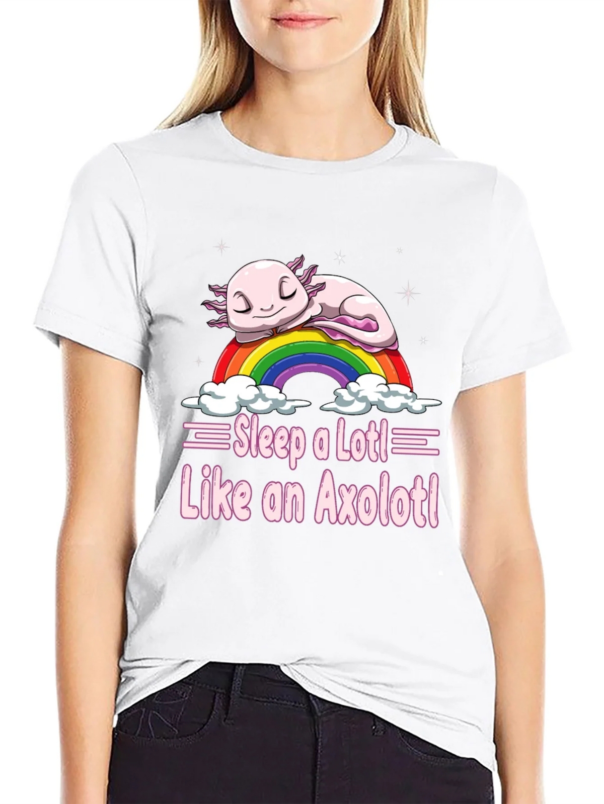 Sleepy Axolotl T-Shirt - Cute Rainbow Design product image 8