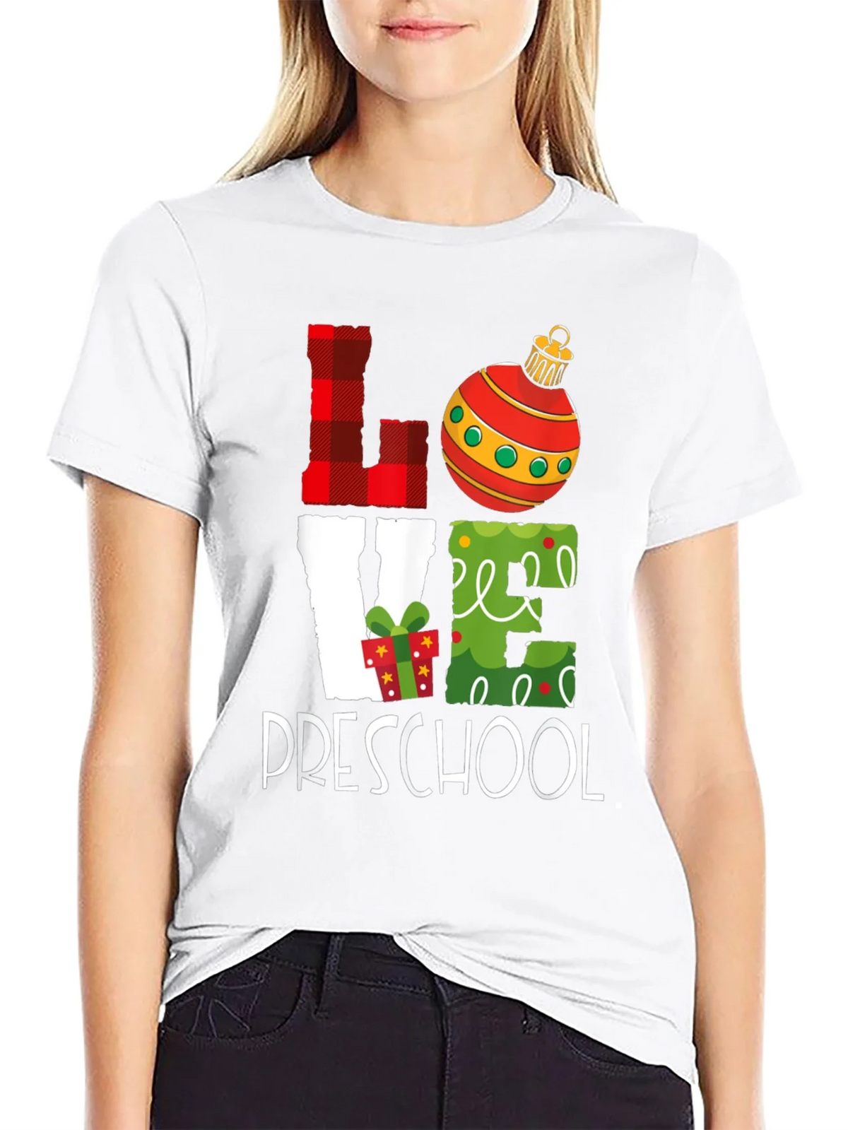 Love Preschool Christmas T-Shirt - Holiday Teacher Gift product image 5