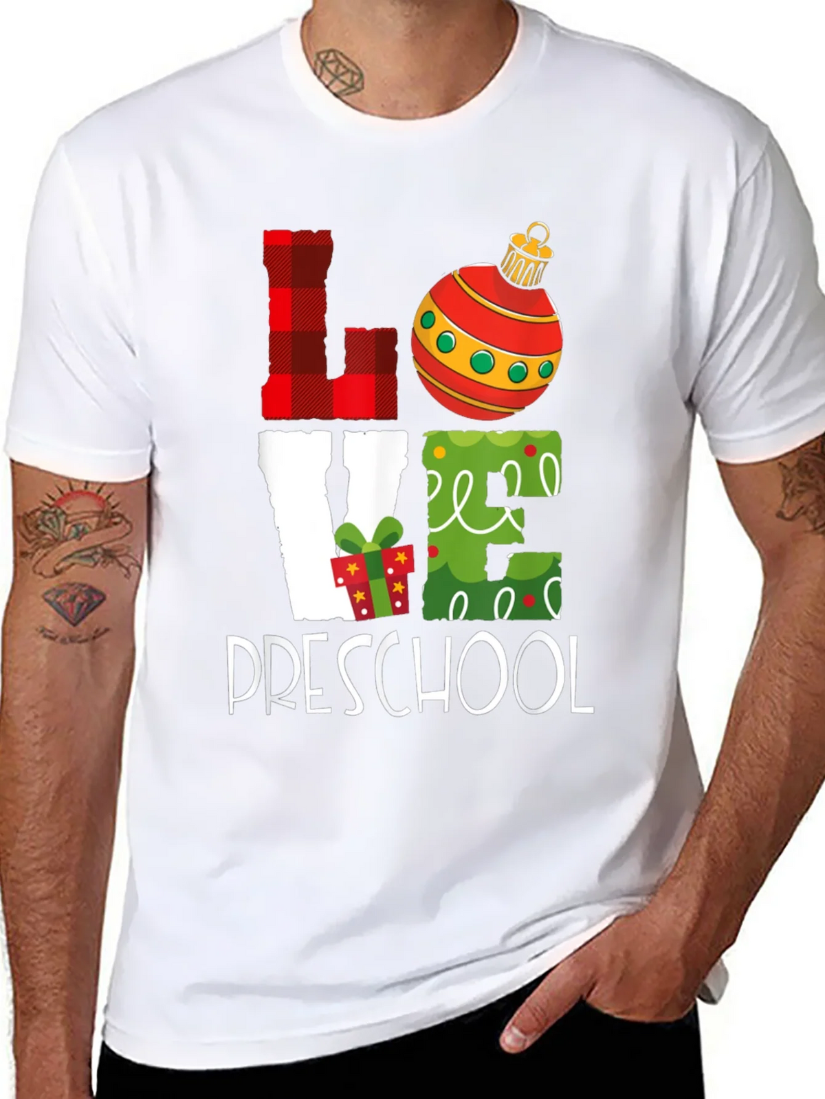 Love Preschool Christmas T-Shirt - Holiday Teacher Gift product image 4