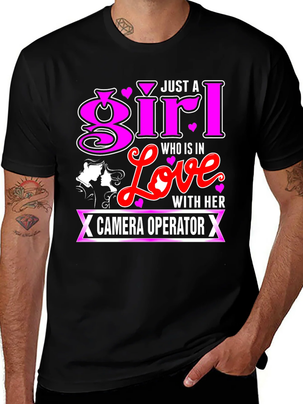 Girl In Love With Camera Operator Black T-Shirt product image 1