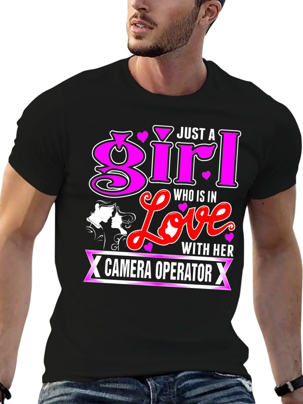 Girl In Love With Camera Operator Black T-Shirt product image 6
