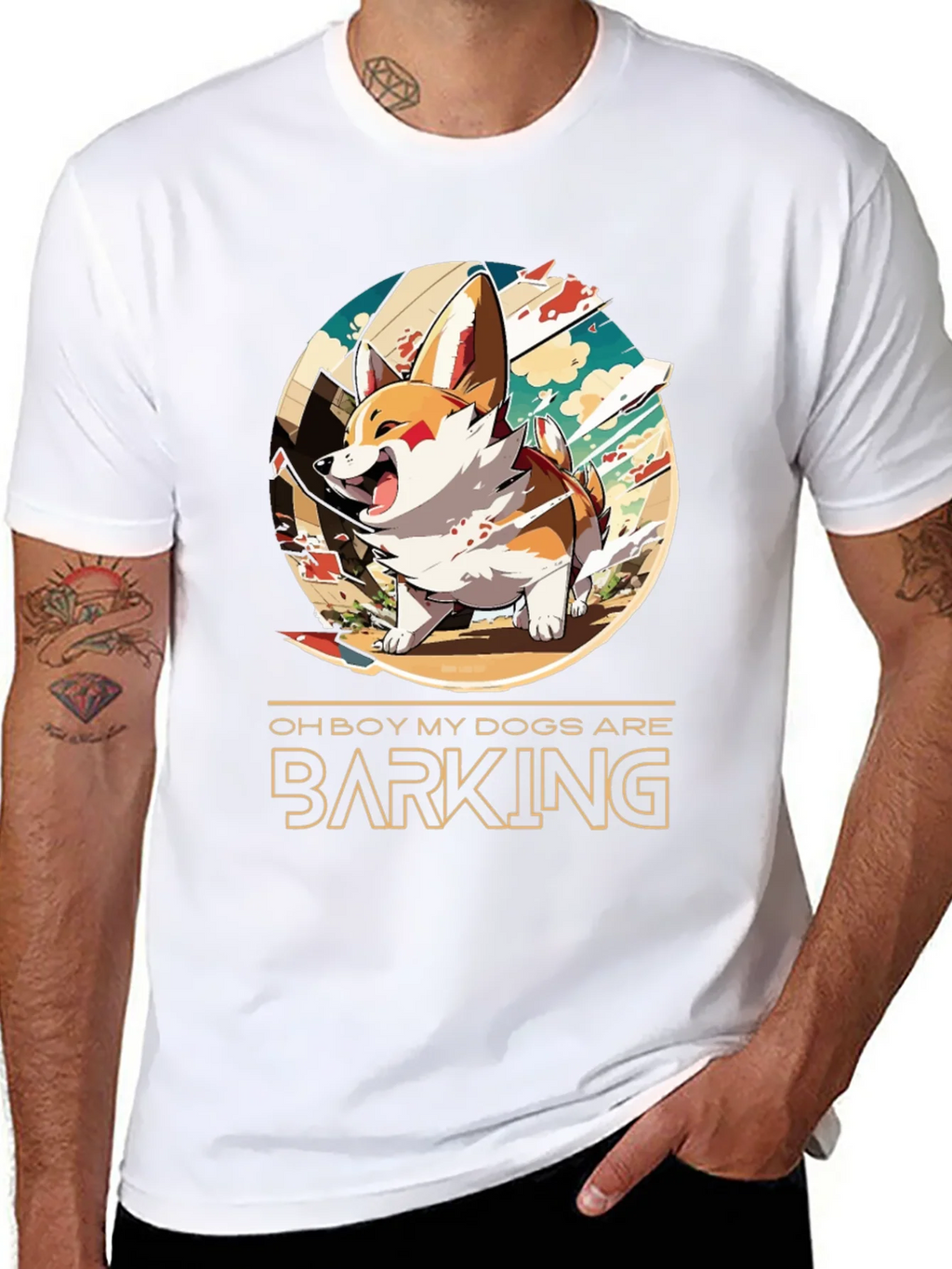 Funny Oh Boy My Dogs are Barking Corgi T-Shirt product image 7