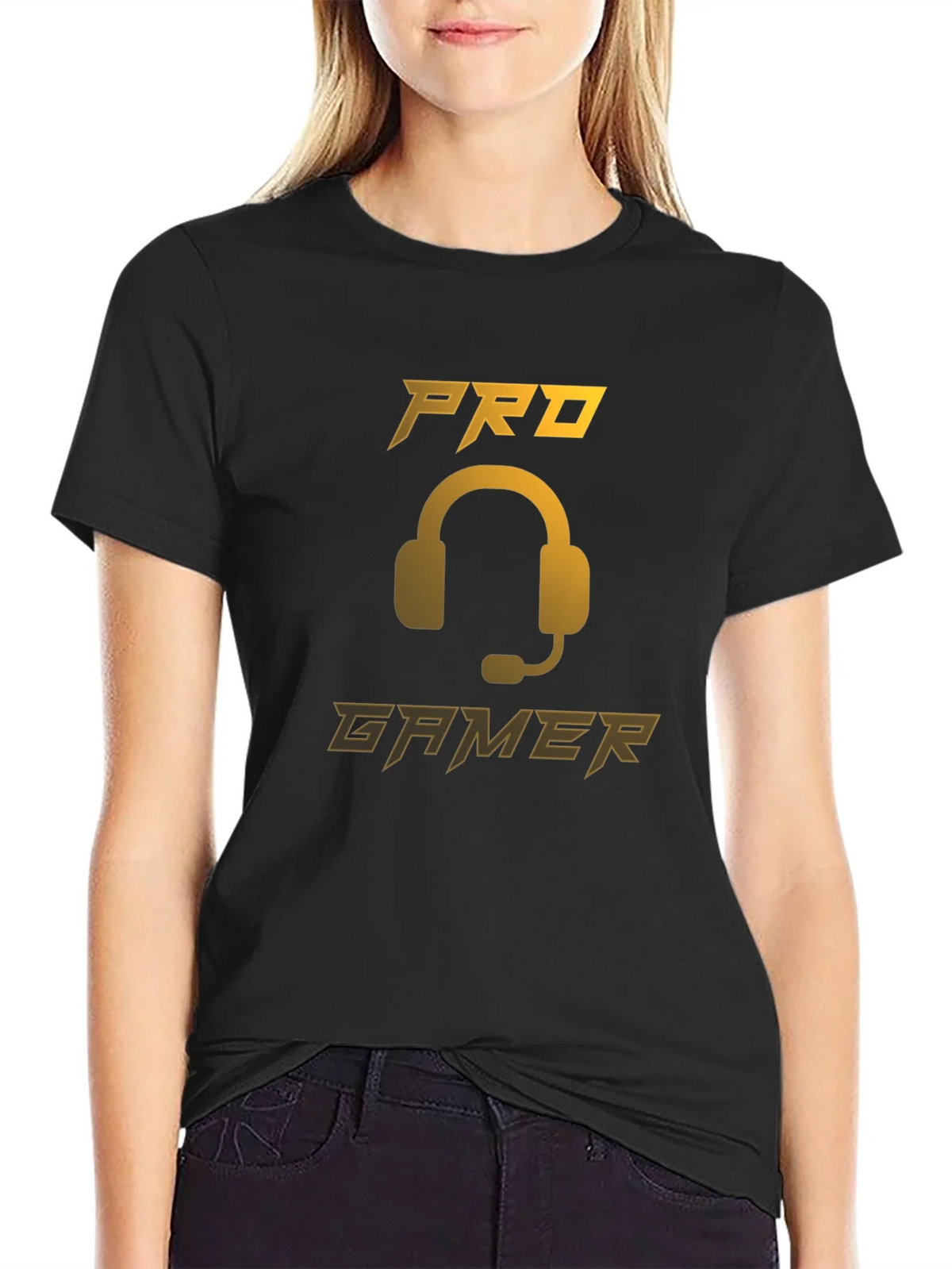 Pro Gamer Black T-Shirt - Gaming Headset Design product image 2