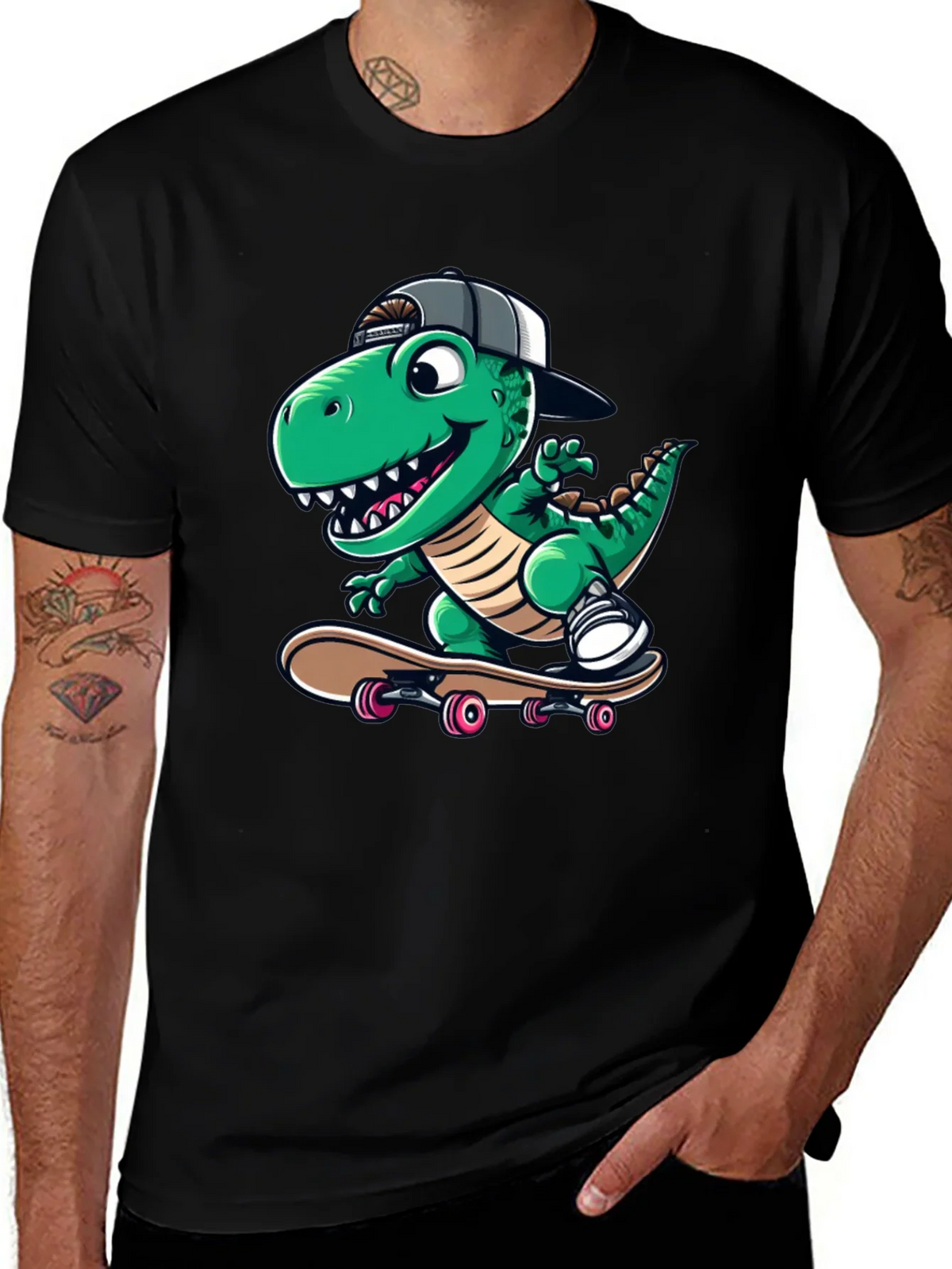Cool Dinosaur Skateboarder T-Shirt product image 1