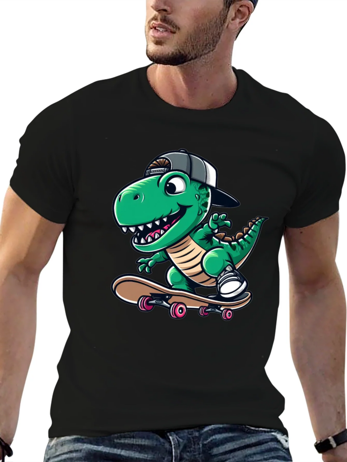 Cool Dinosaur Skateboarder T-Shirt product image 6