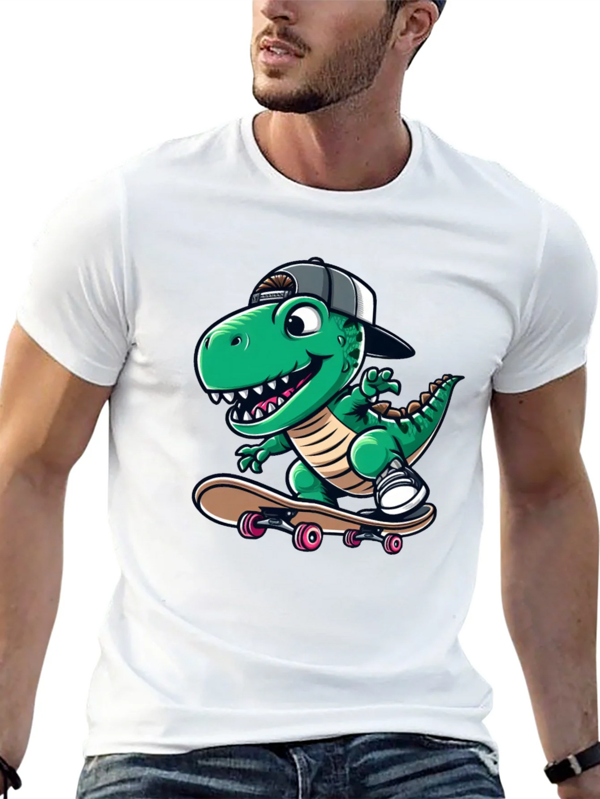 Cool Dinosaur Skateboarder T-Shirt product image 12