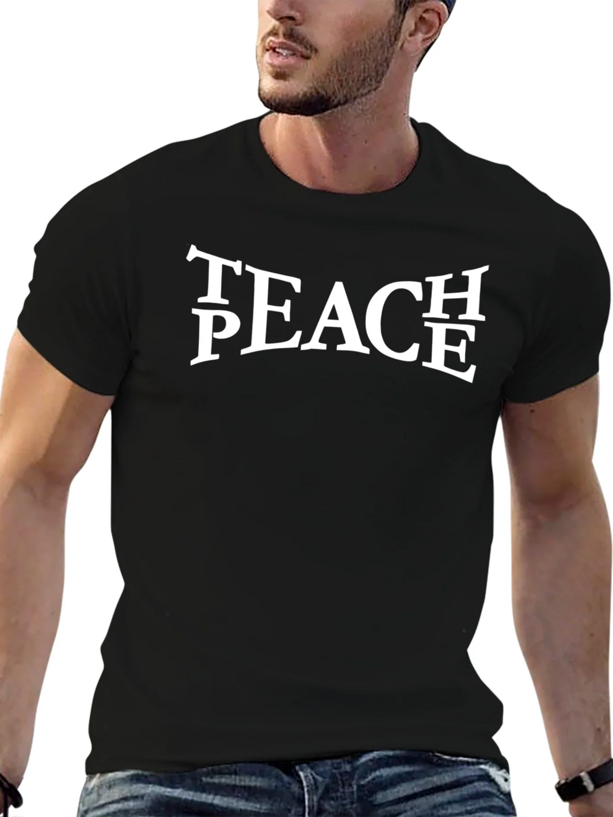 Teach Peace Graphic Tee - Black Unisex T-Shirt product image 6