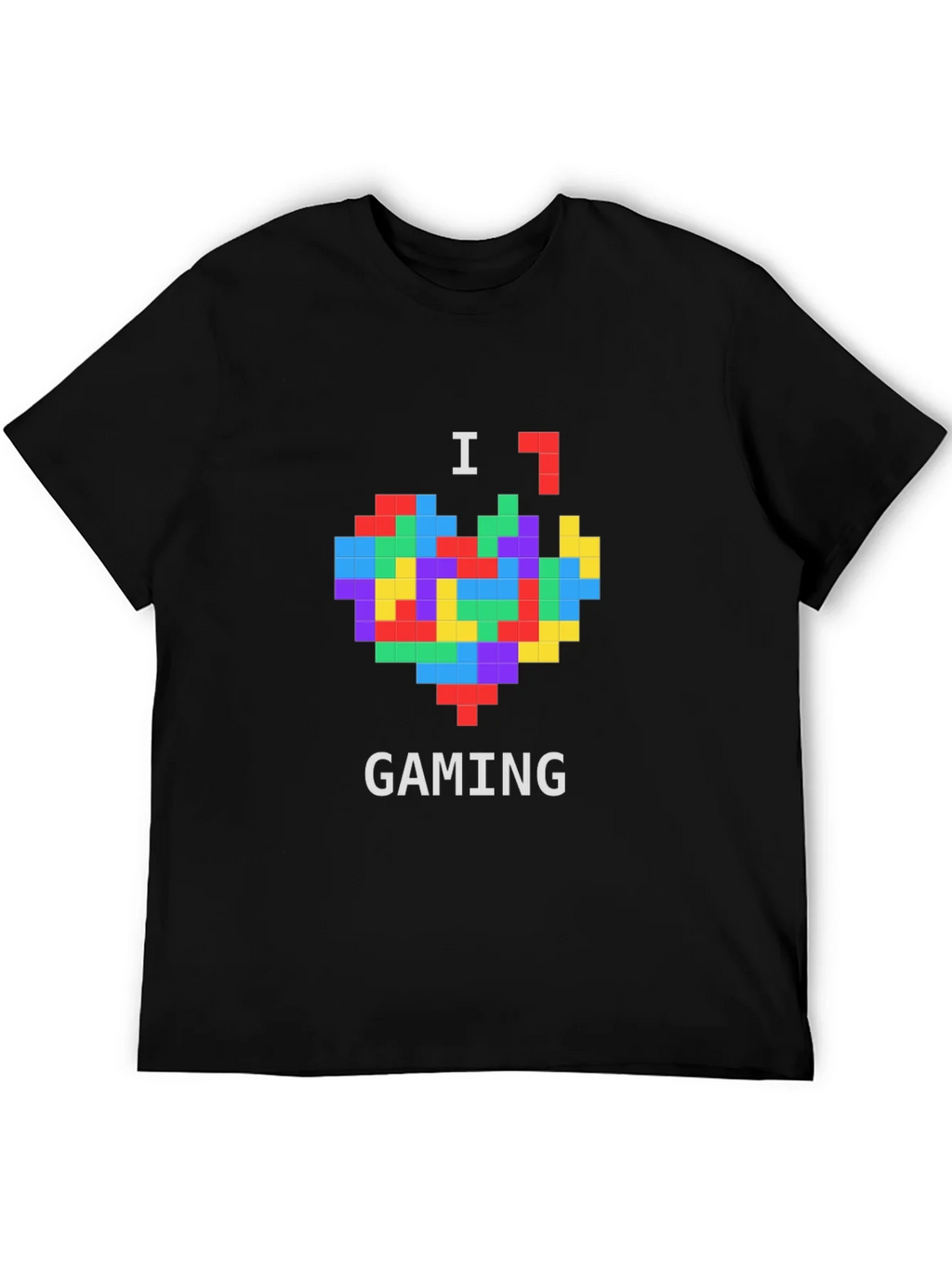 I Love Gaming Pixel Heart Black T-Shirt product image 5