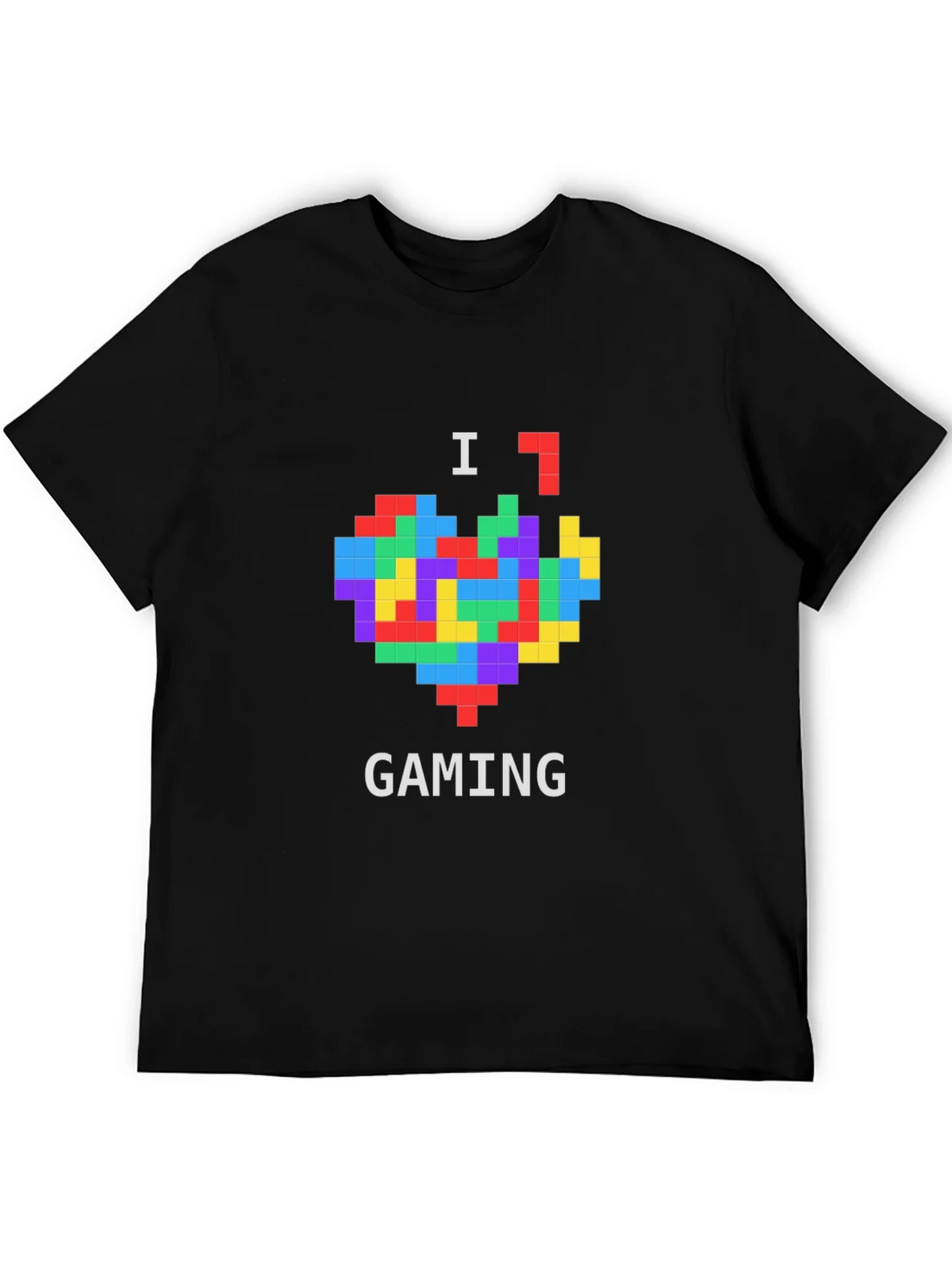 I Love Gaming Pixel Heart Black T-Shirt product image 5