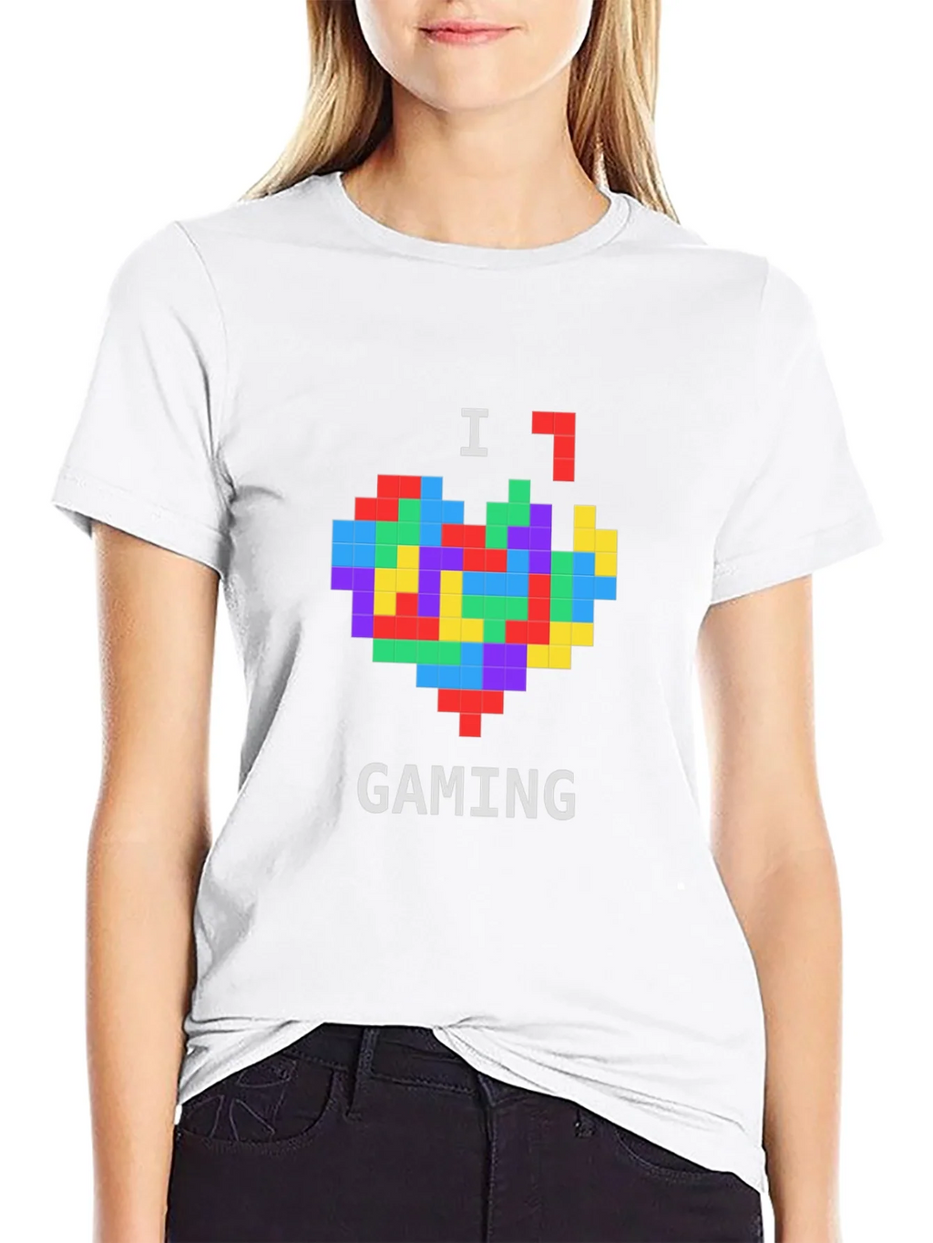 I Love Gaming Pixel Heart Black T-Shirt product image 8