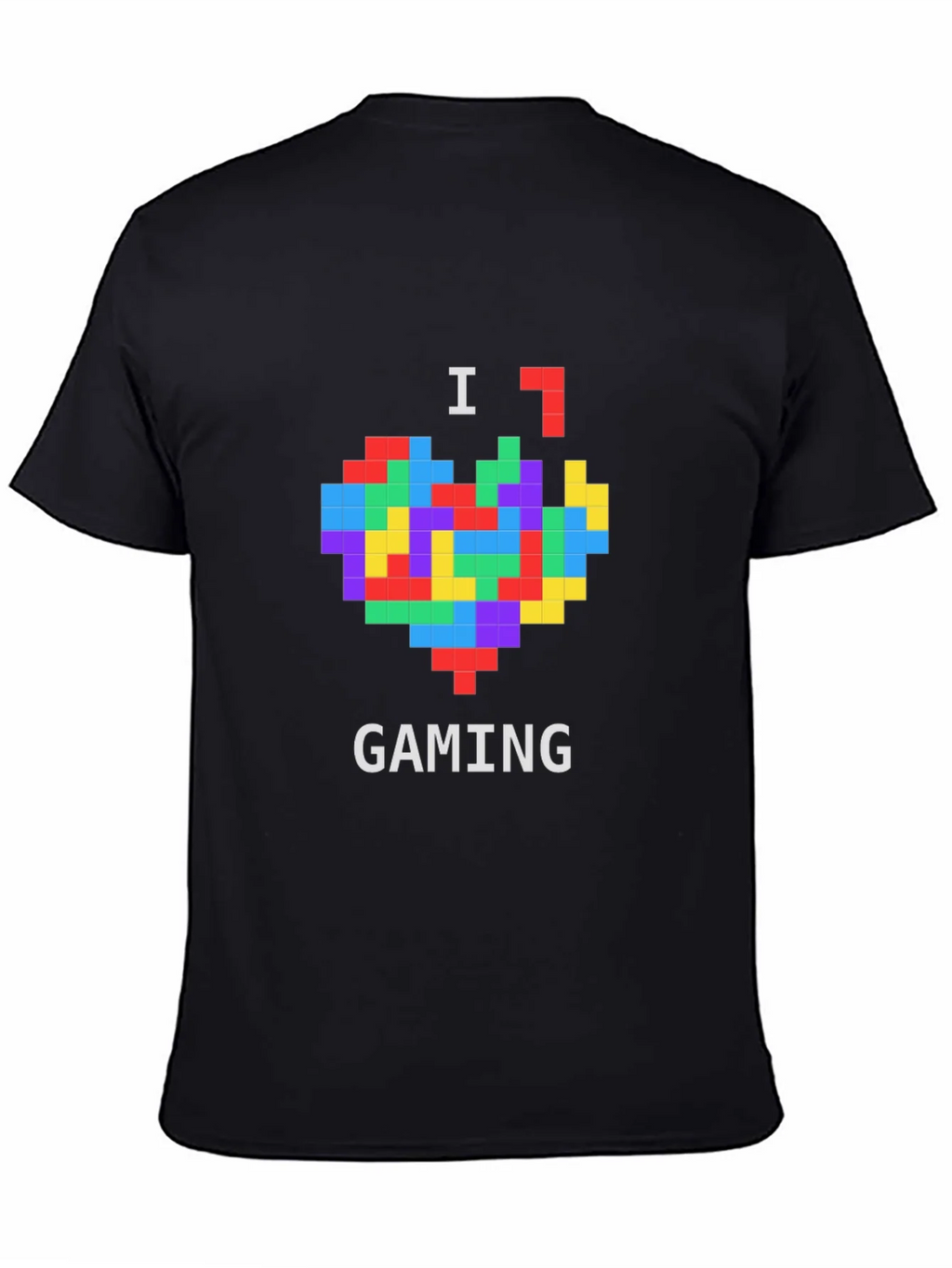 I Love Gaming Pixel Heart Black T-Shirt product image 4