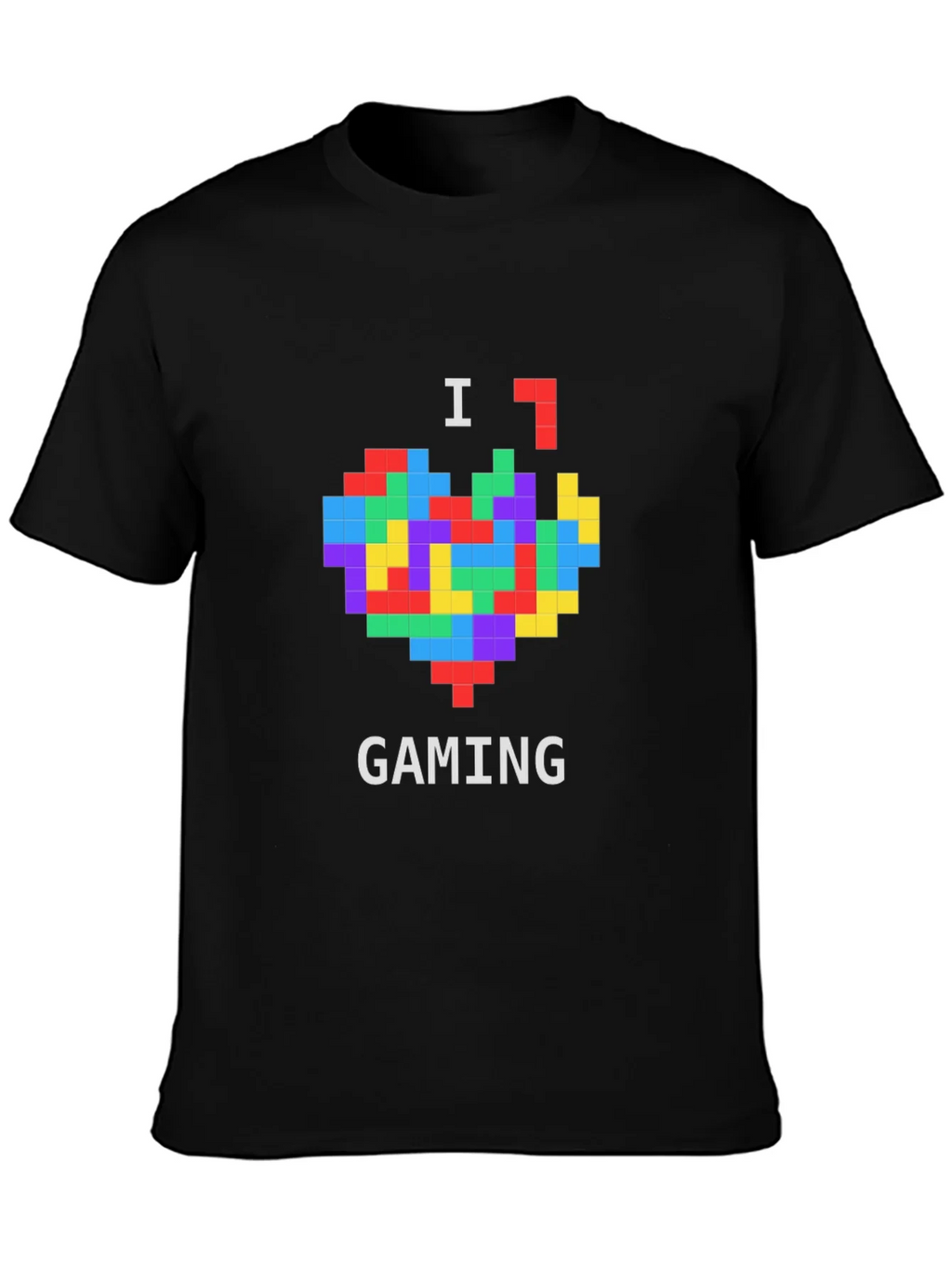 I Love Gaming Pixel Heart Black T-Shirt product image 3