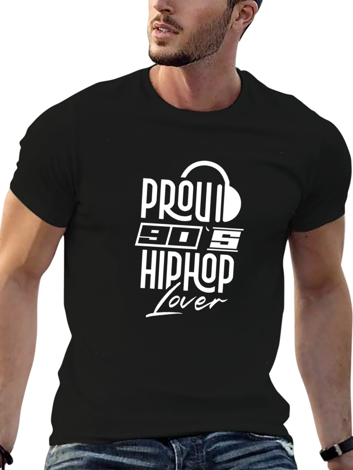 Proud 90s Hip Hop Lover Black T-Shirt product image 6