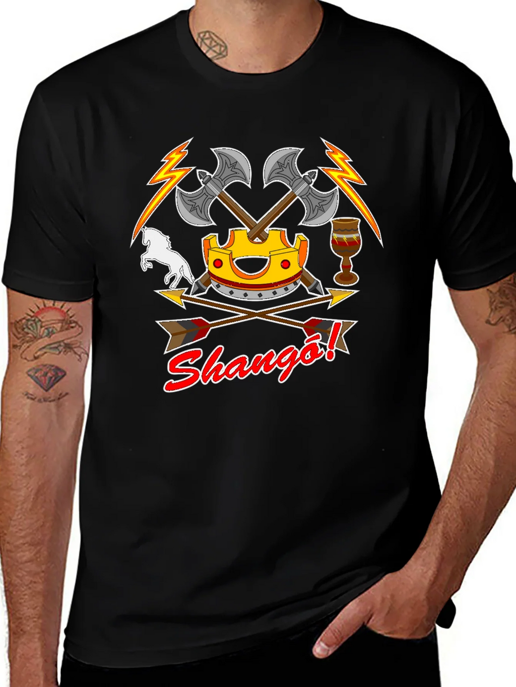 Shango T-Shirt - Axes Crown and African Deity Graphic Tee product image 1