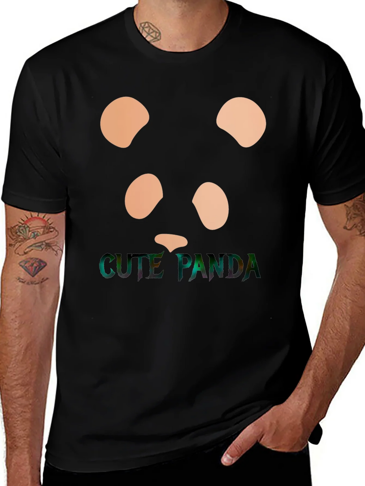 Cute Panda Graphic Tee - Stylish Black T-Shirt product image 1