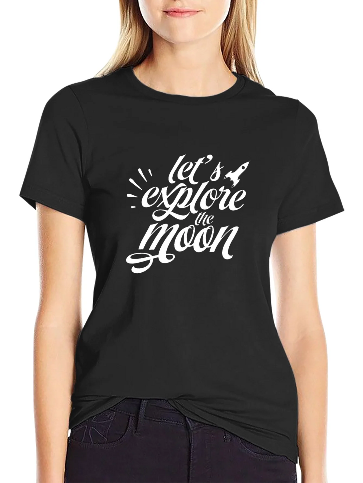 Lets Explore The Moon Black T-Shirt product image 2