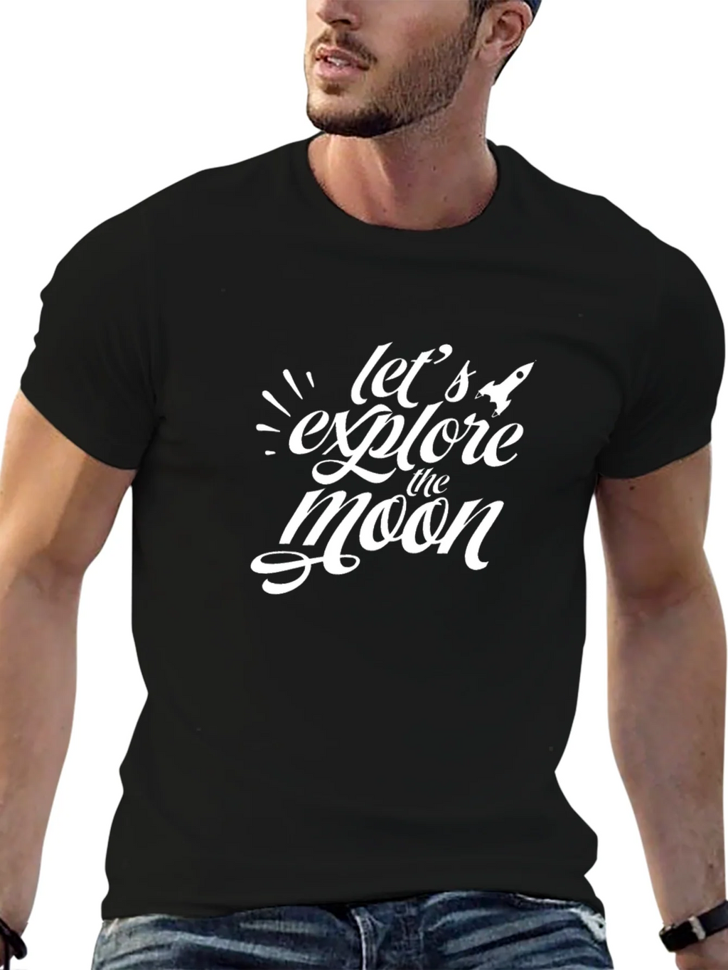 Lets Explore The Moon Black T-Shirt product image 6