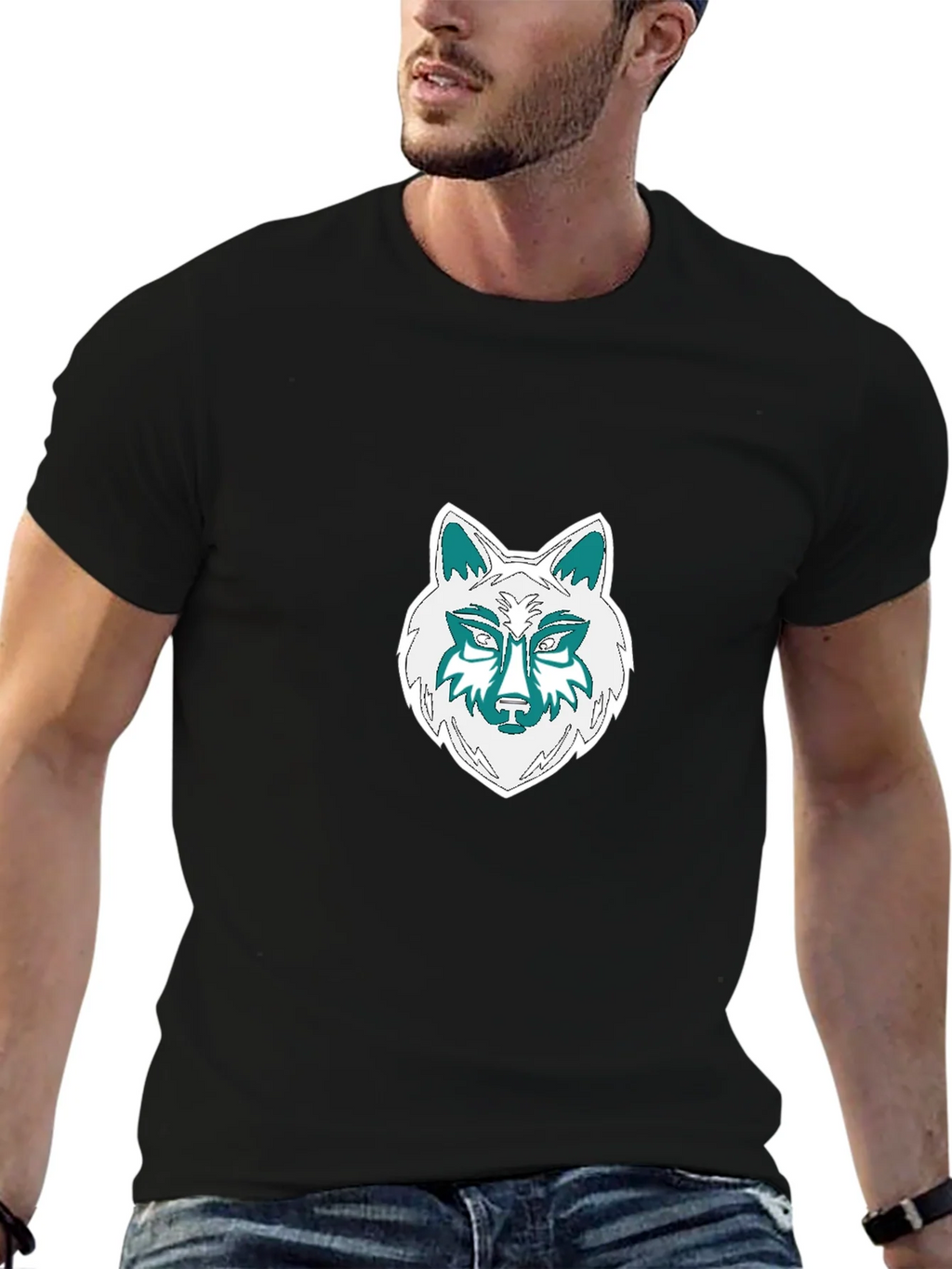 Wolf Graphic Tee - Black Cotton Blend T-Shirt product image 6