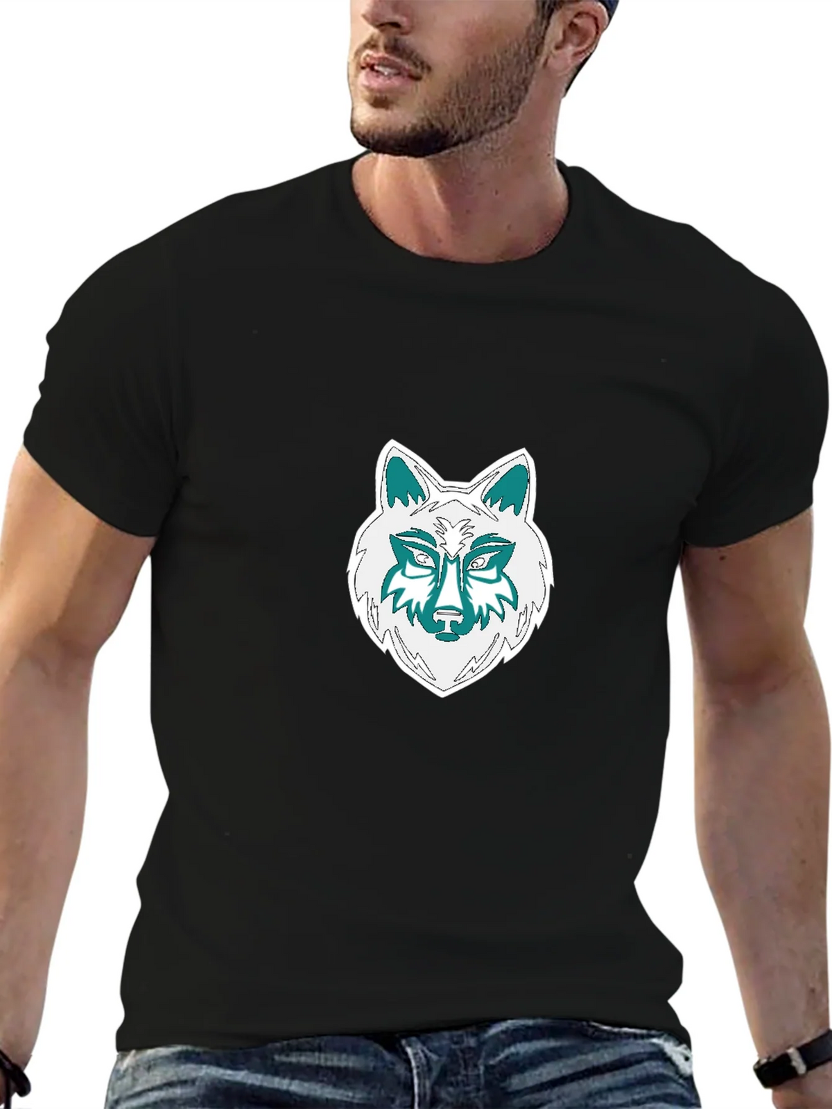 Wolf Graphic Tee - Black Cotton Blend T-Shirt product image 6