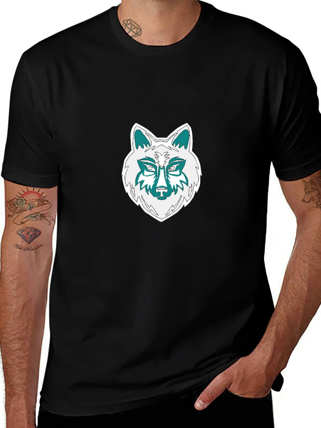 Wolf Graphic Tee - Black Cotton Blend T-Shirt product image 1
