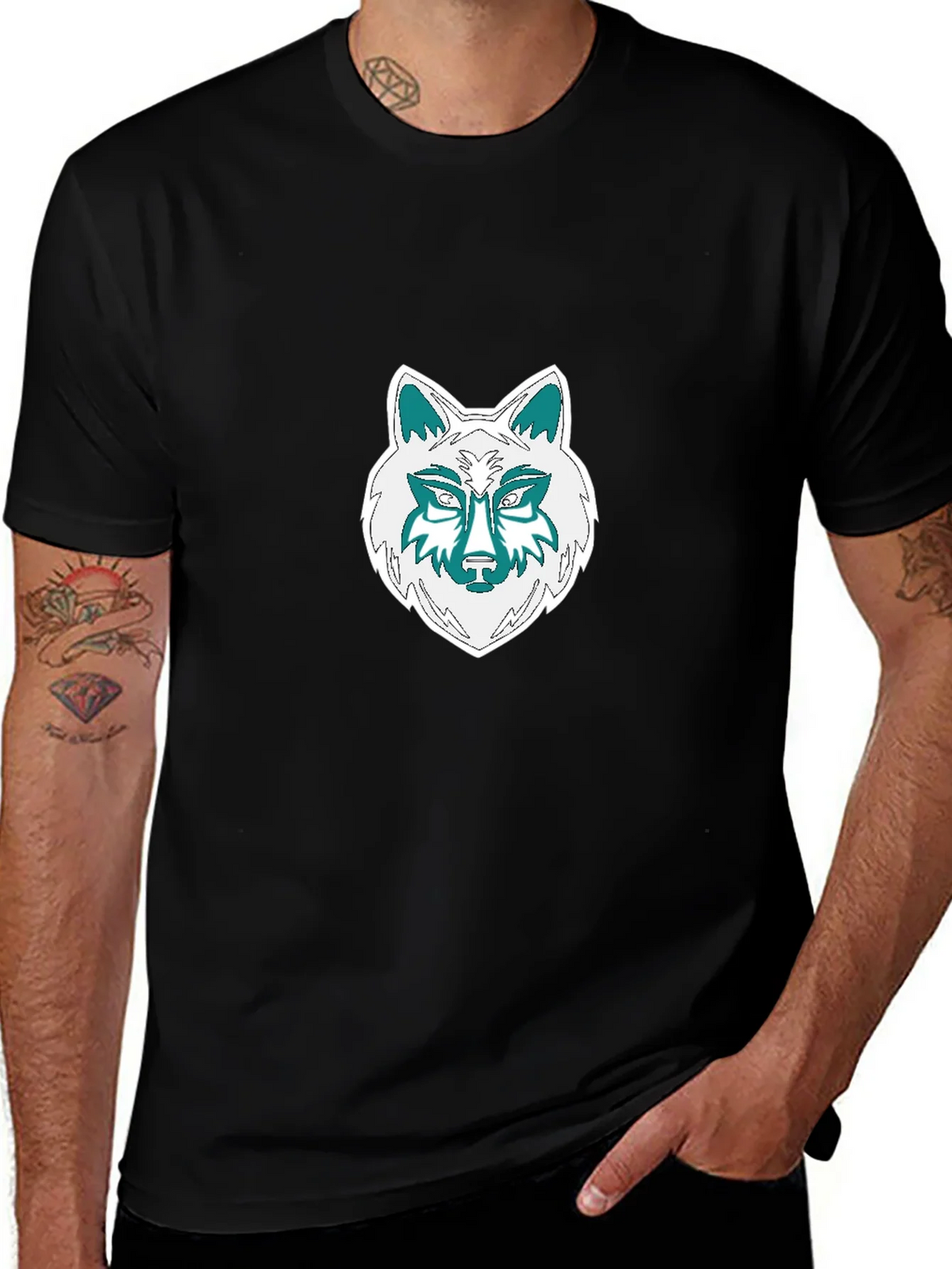 Wolf Graphic Tee - Black Cotton Blend T-Shirt product image 1