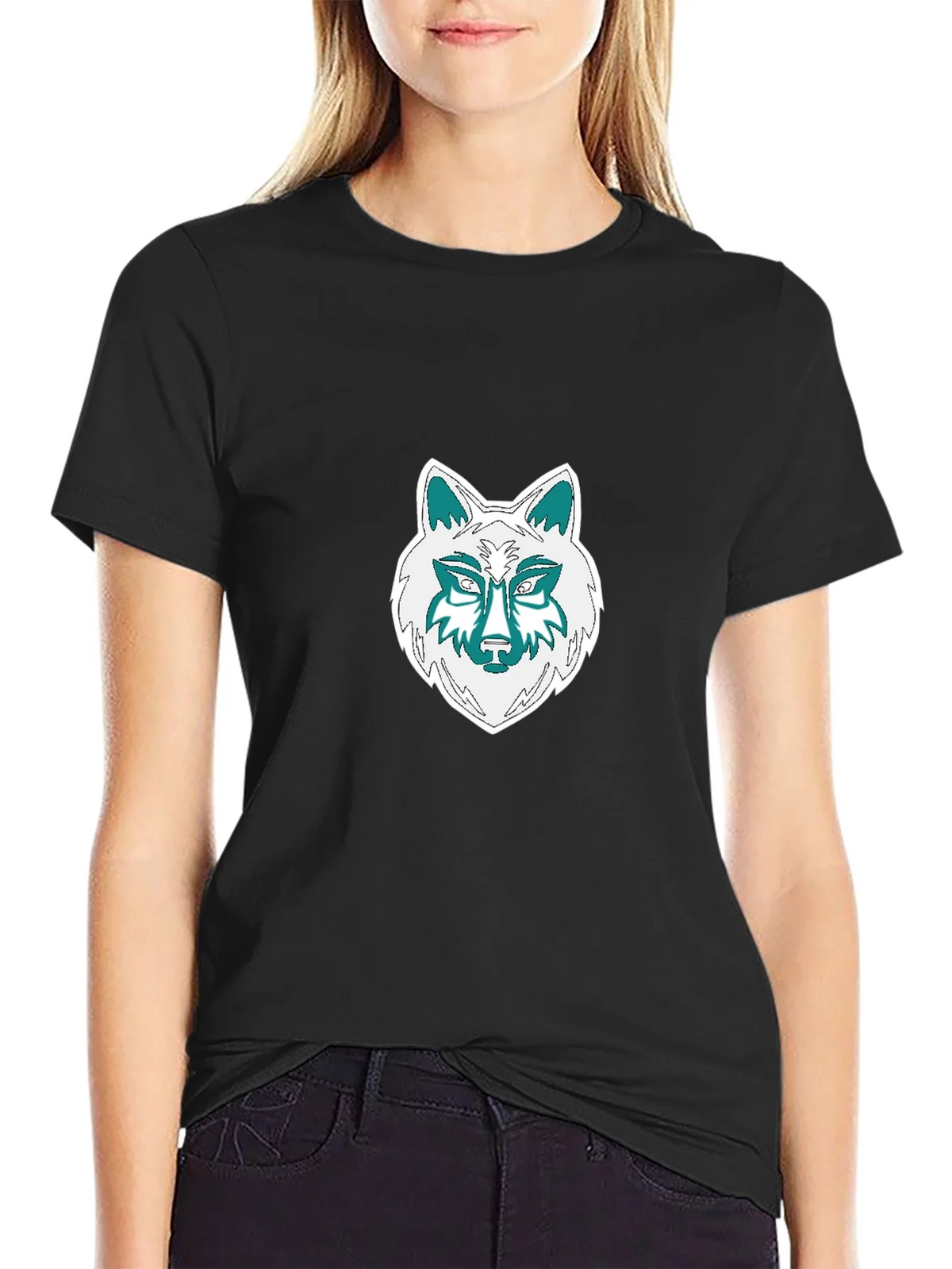 Wolf Graphic Tee - Black Cotton Blend T-Shirt product image 2