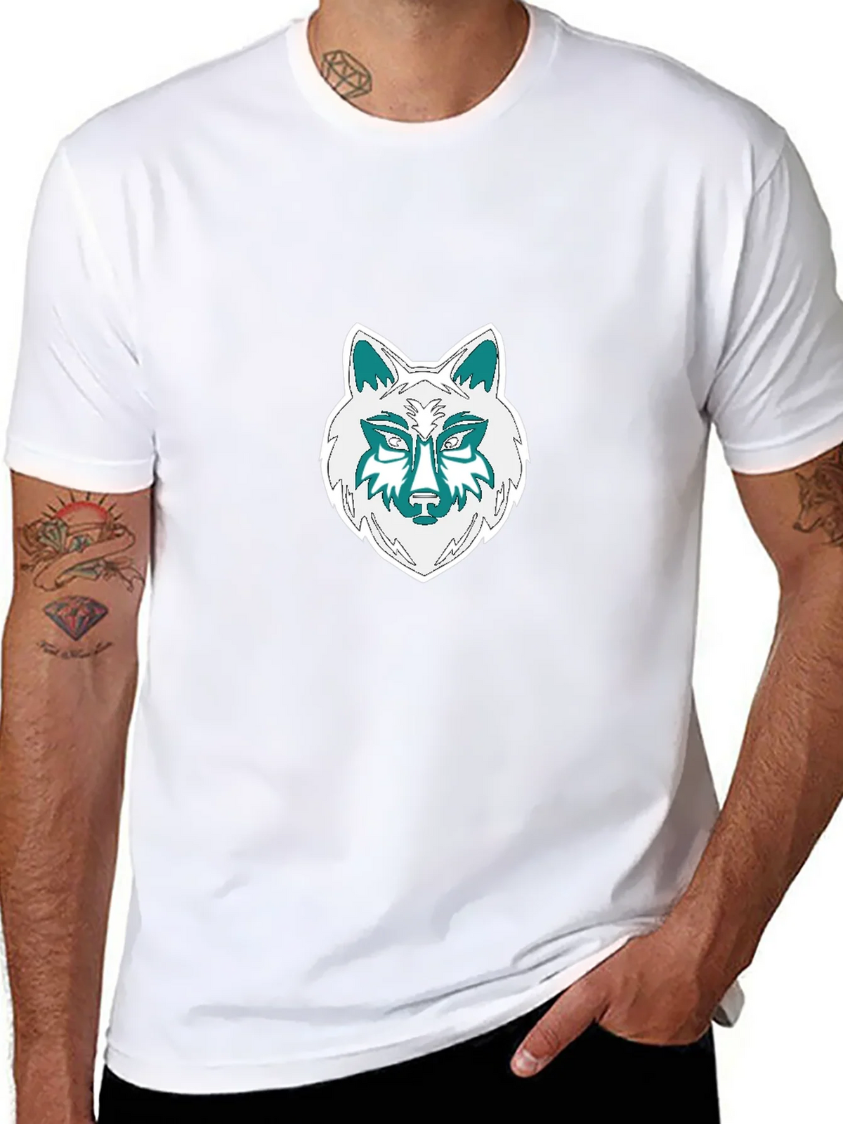 Wolf Graphic Tee - Black Cotton Blend T-Shirt product image 7