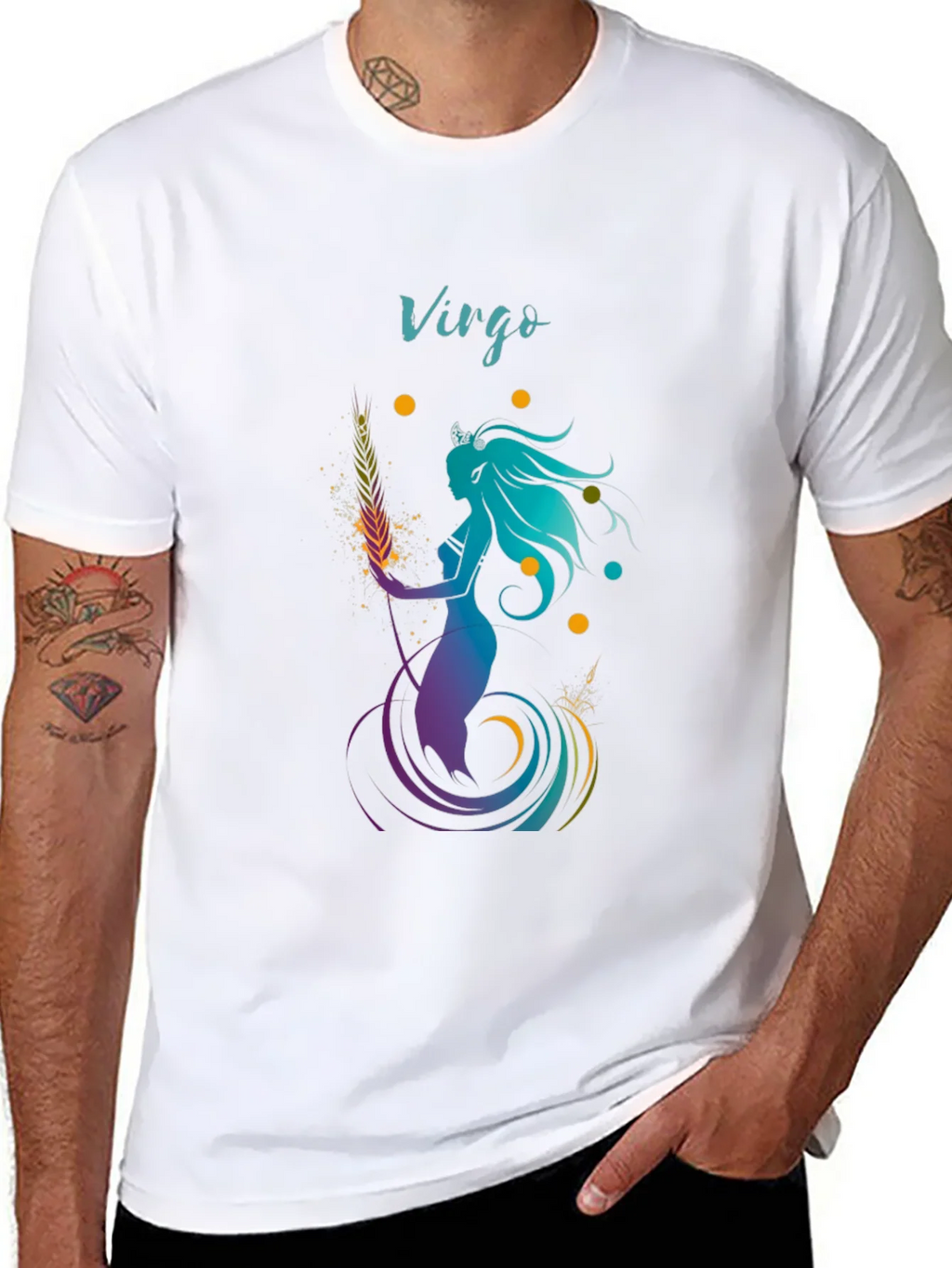Virgo Zodiac Graphic T-Shirt - Black product image 7