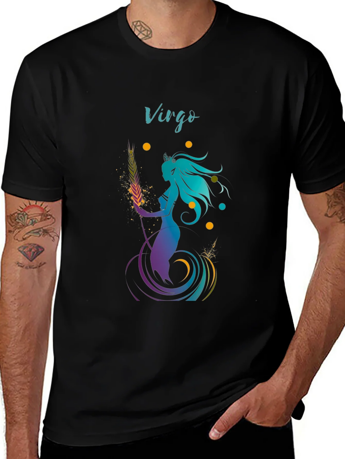 Virgo Zodiac Graphic T-Shirt - Black product image 1