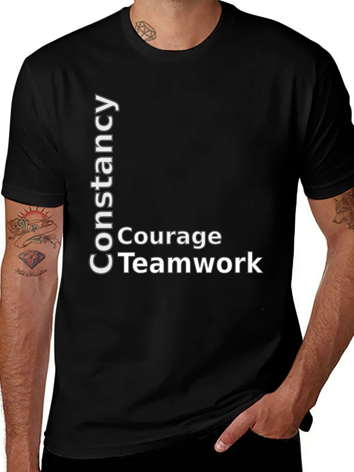 Constancy Courage Teamwork Black T-Shirt product image 1