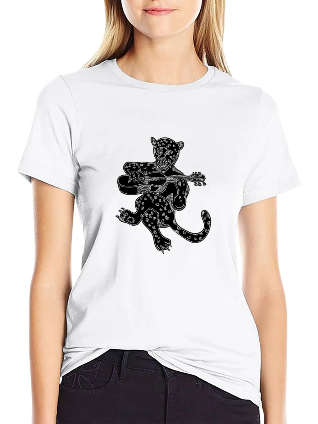 Black Graphic Tee - Leopard Guitar Player product image 7