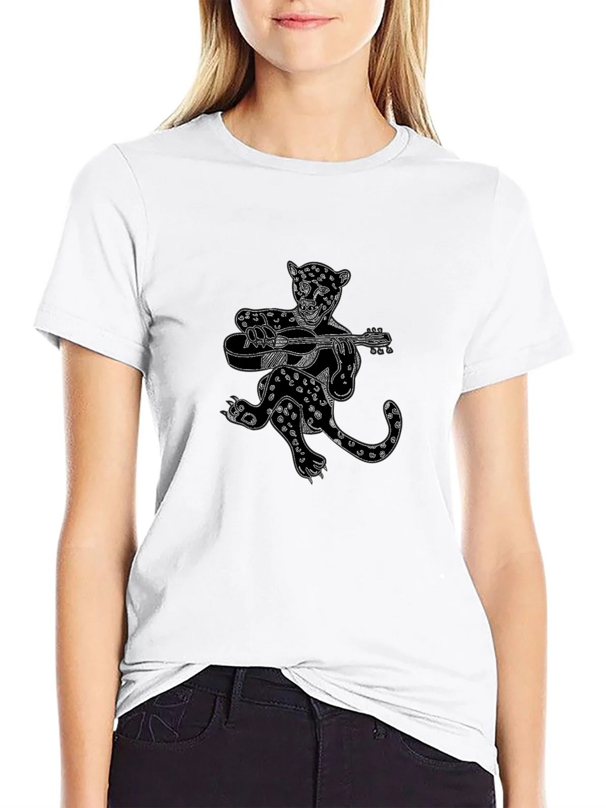 Black Graphic Tee - Leopard Guitar Player product image 7