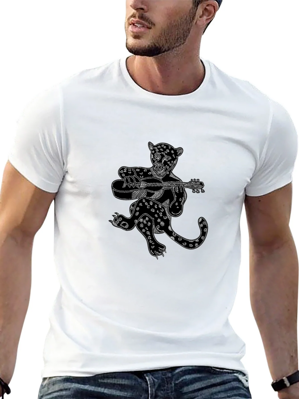 Black Graphic Tee - Leopard Guitar Player product image 11