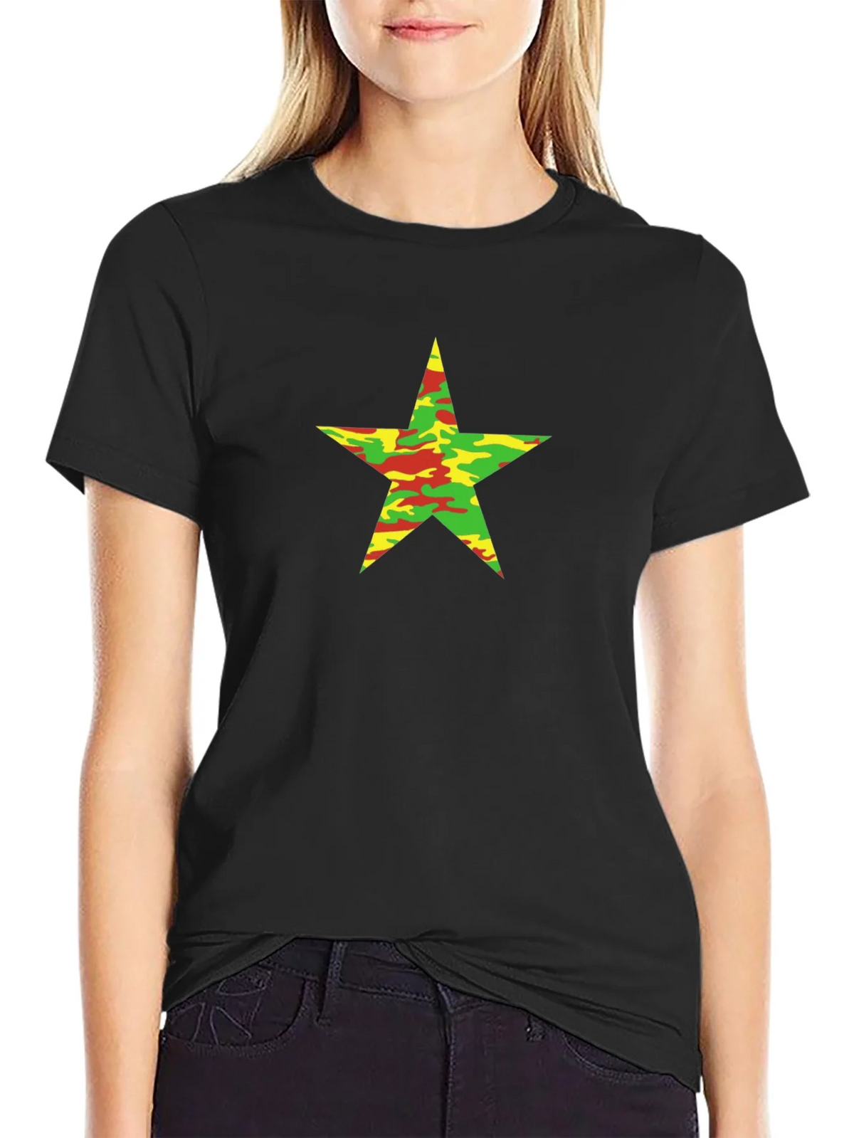 Camo Star Graphic Black T-Shirt product image 2