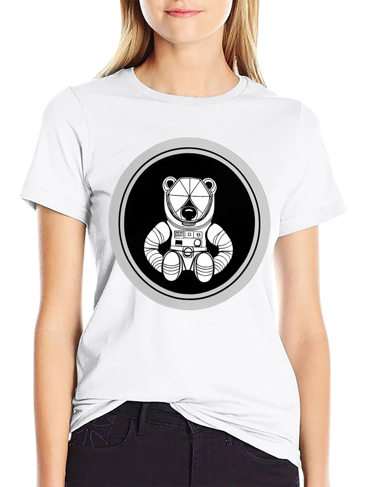 Astronaut Bear Graphic Tee - Black Cotton Blend product image 8