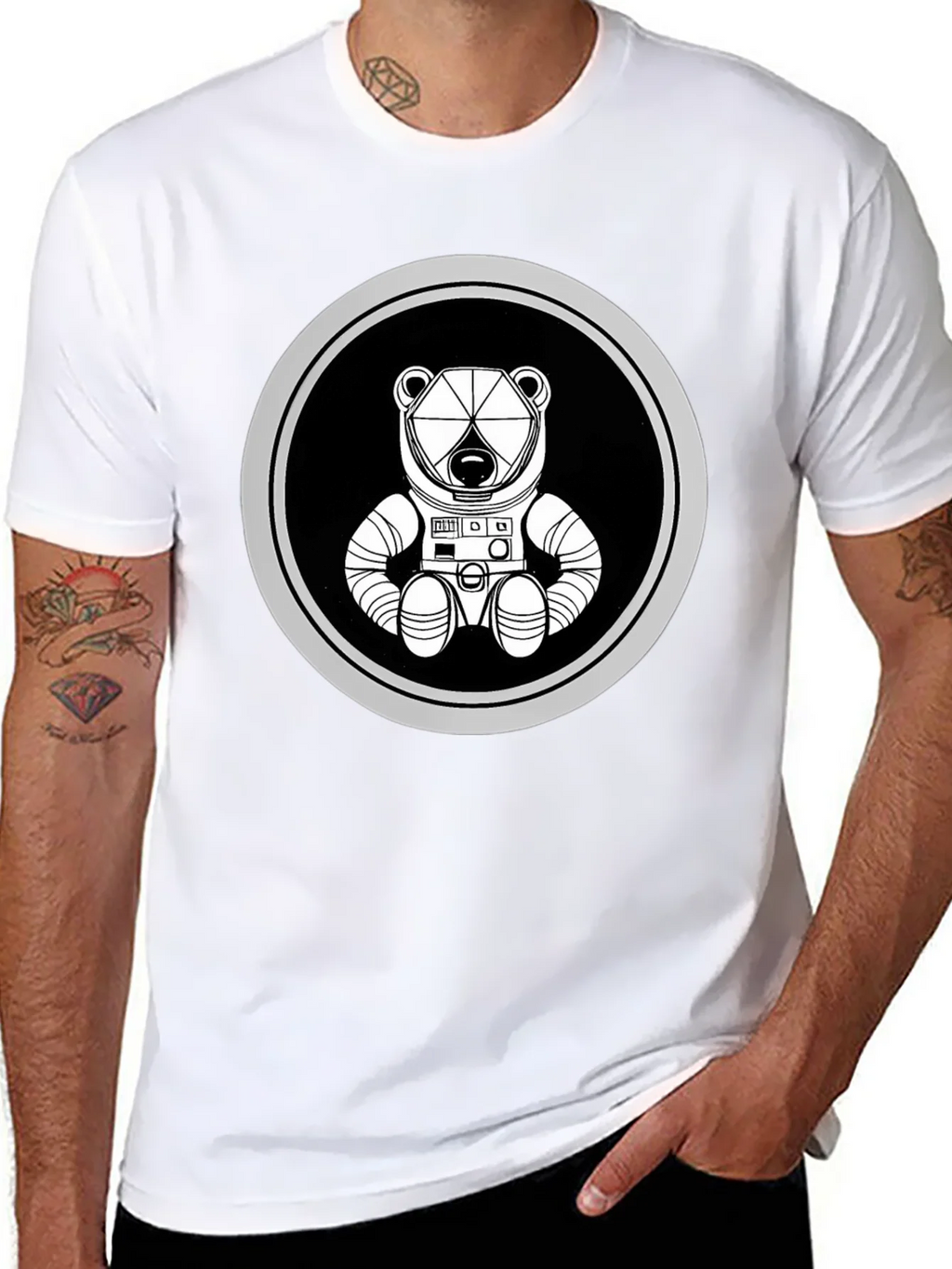 Astronaut Bear Graphic Tee - Black Cotton Blend product image 7