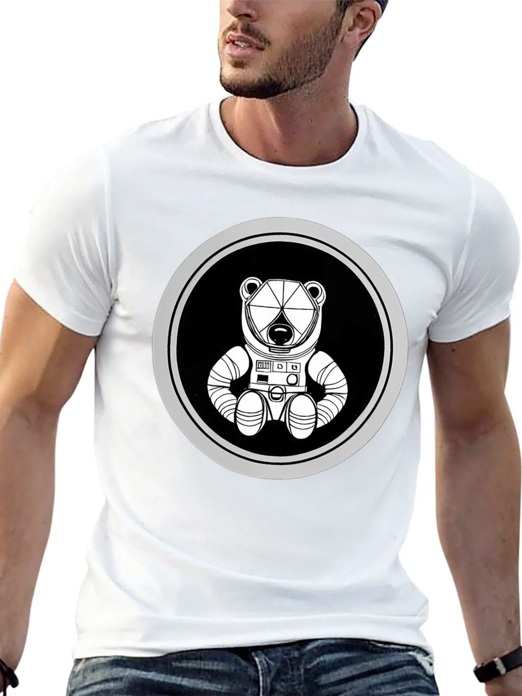 Astronaut Bear Graphic Tee - Black Cotton Blend product image 12