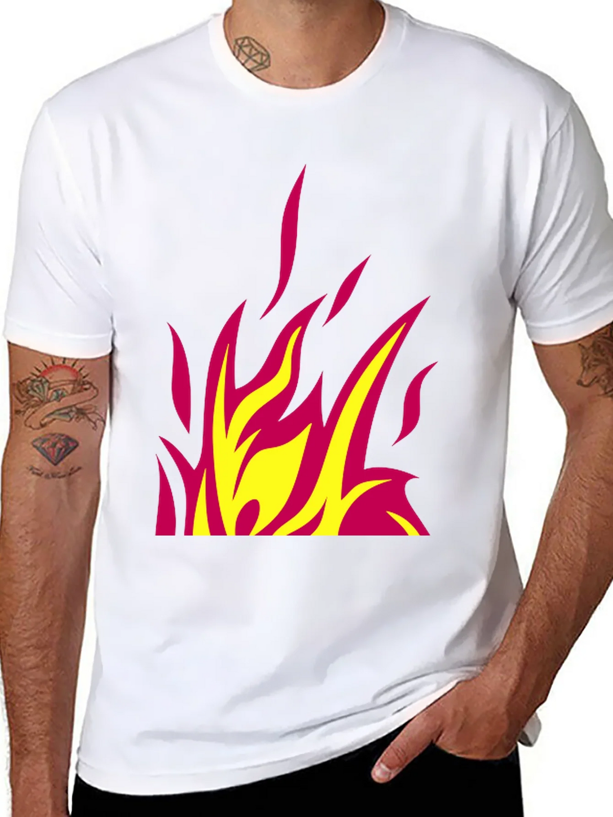 Fiery Graphic Tee - Bold Flame Design Black T-Shirt product image 1