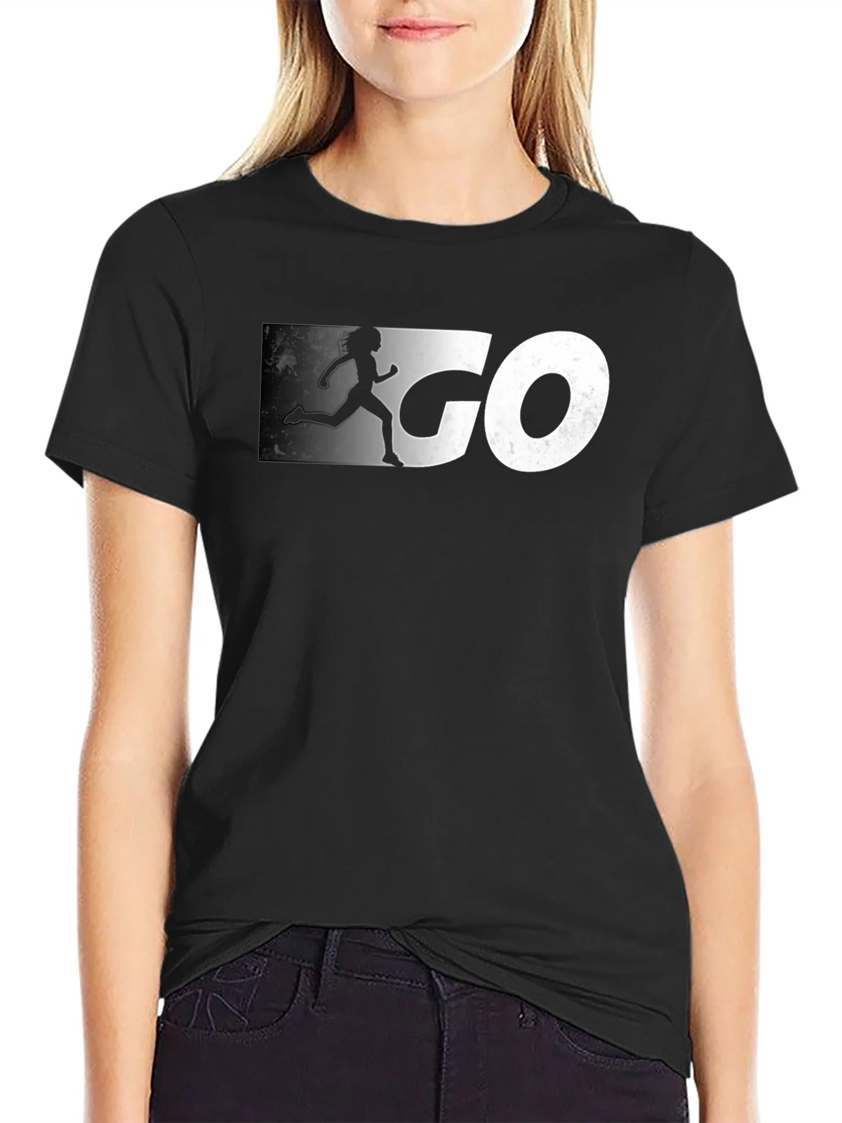 Go Runner Graphic Tee - Black Cotton T-Shirt product image 2