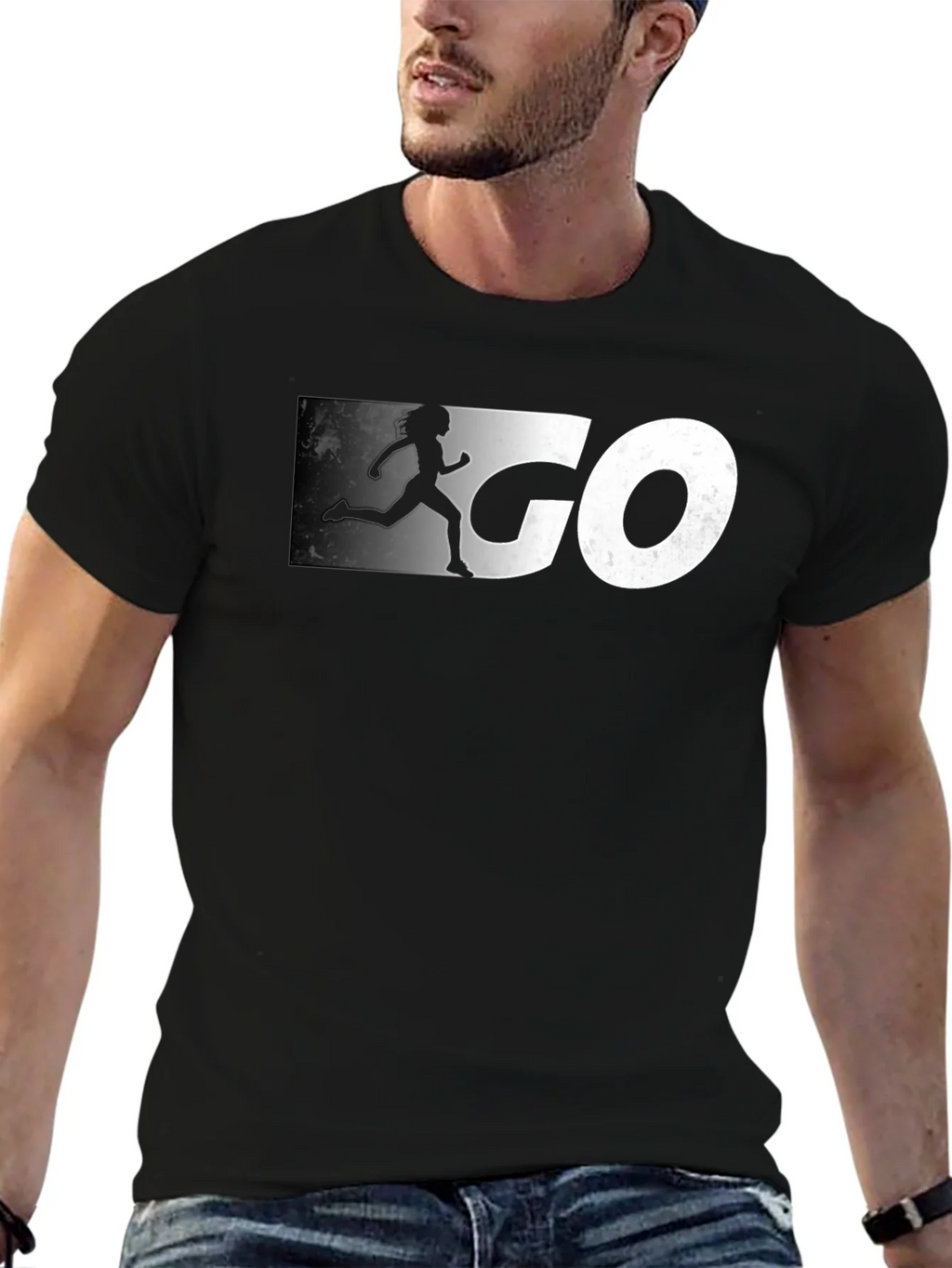 Go Runner Graphic Tee - Black Cotton T-Shirt product image 6