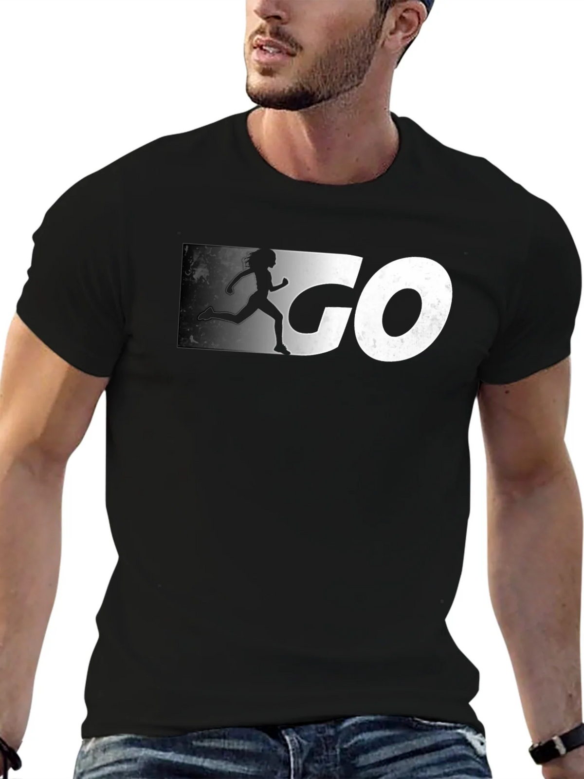 Go Runner Graphic Tee - Black Cotton T-Shirt product image 6